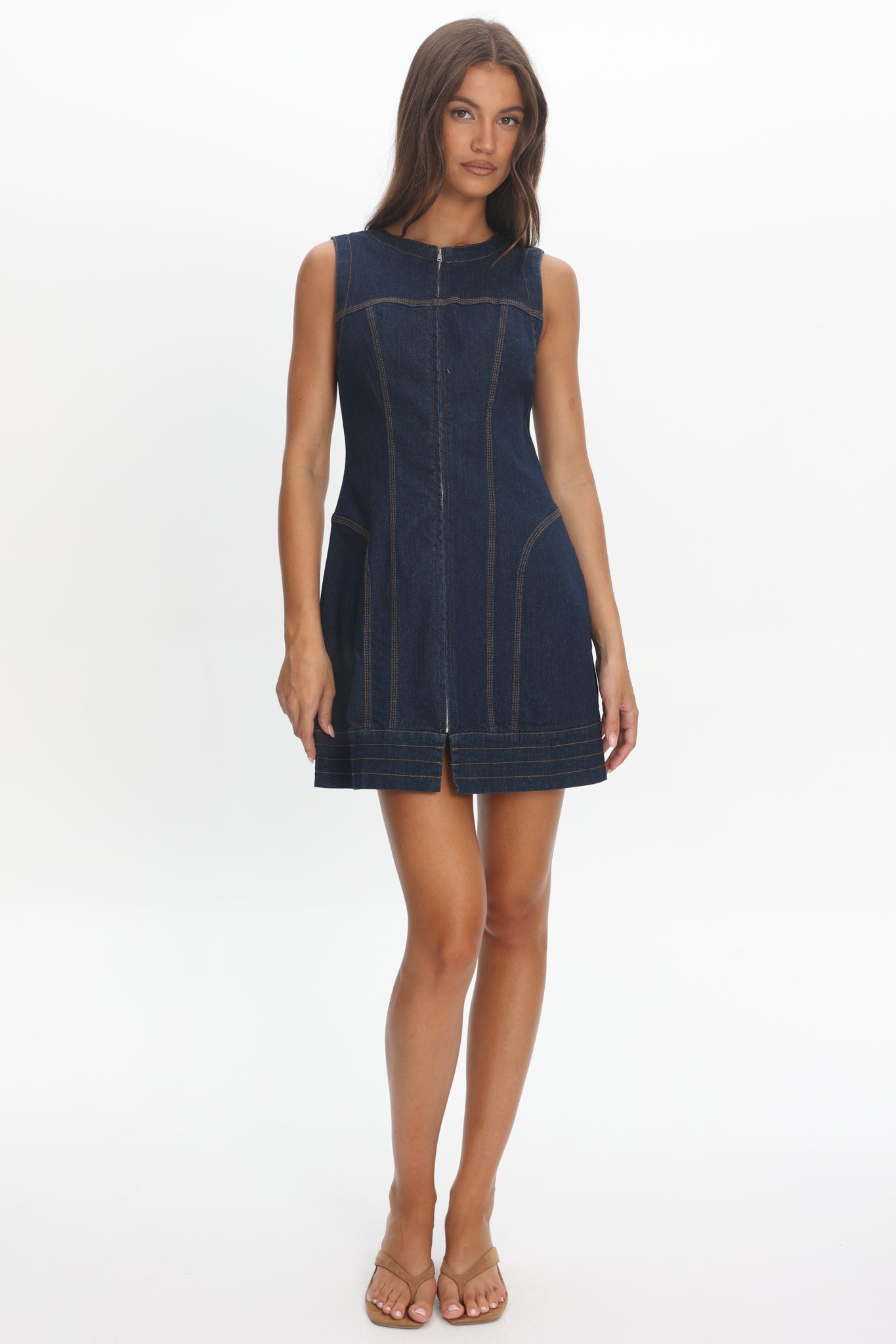 She's From Texas Zipper Front Mini Dress Indigo by Selfie Leslie Australia