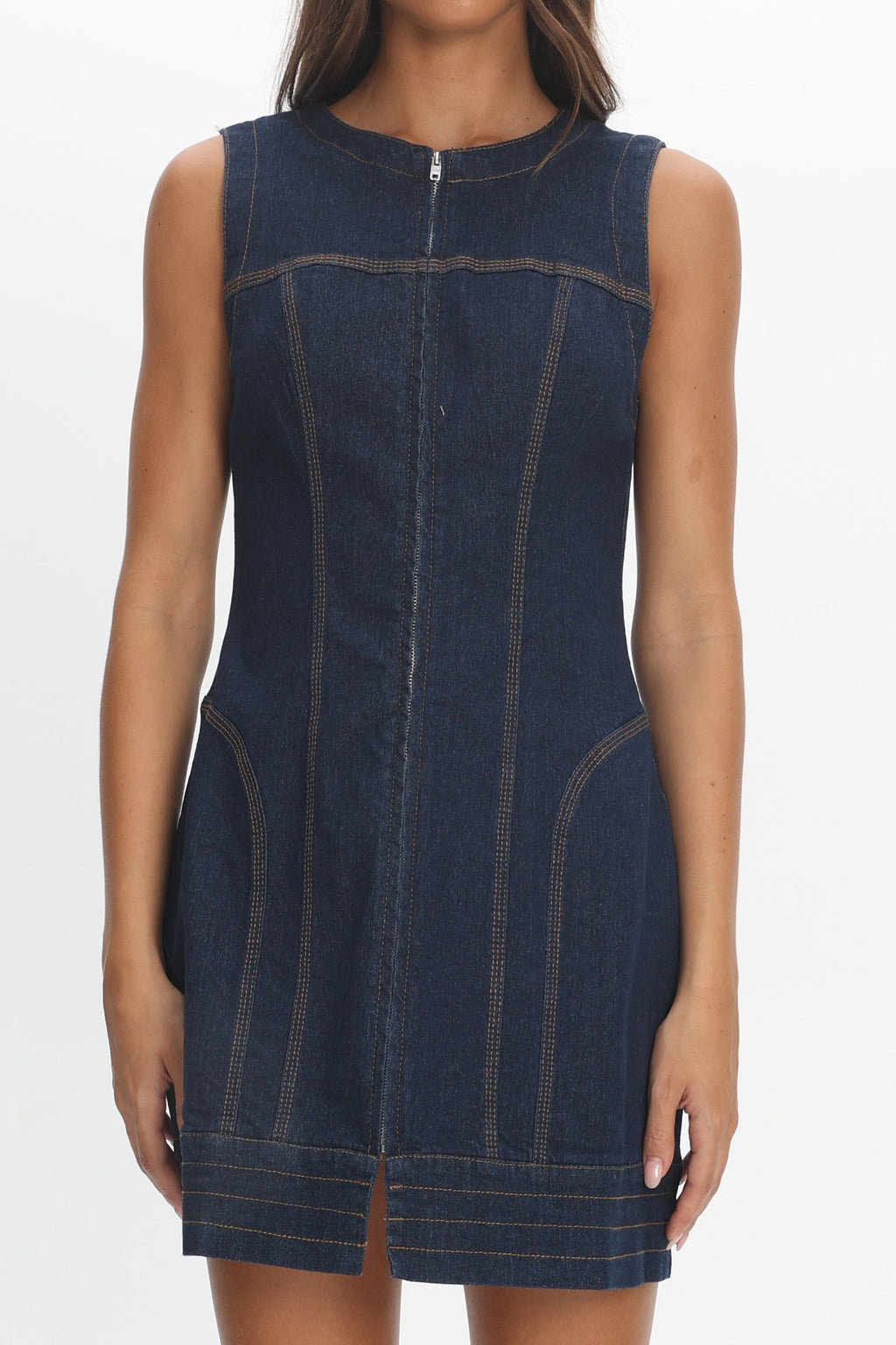 She's From Texas Zipper Front Mini Dress Indigo by Selfie Leslie Australia