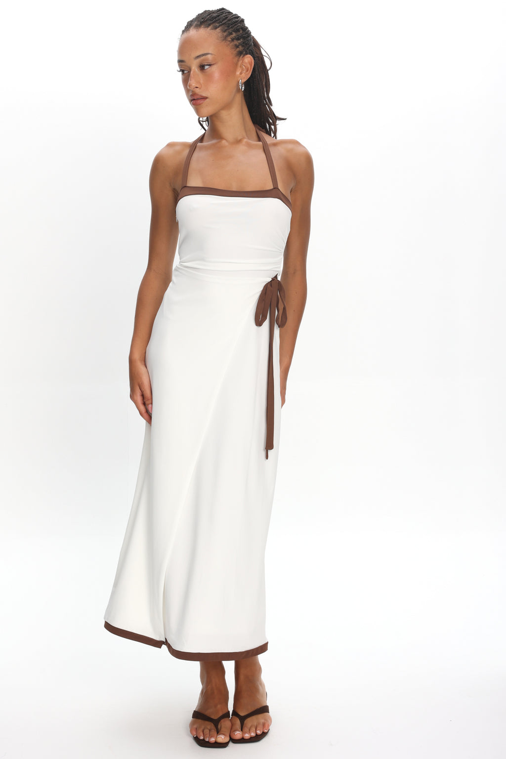 Belira Wrap Front Midi Dress Ivory by Selfie Leslie Australia