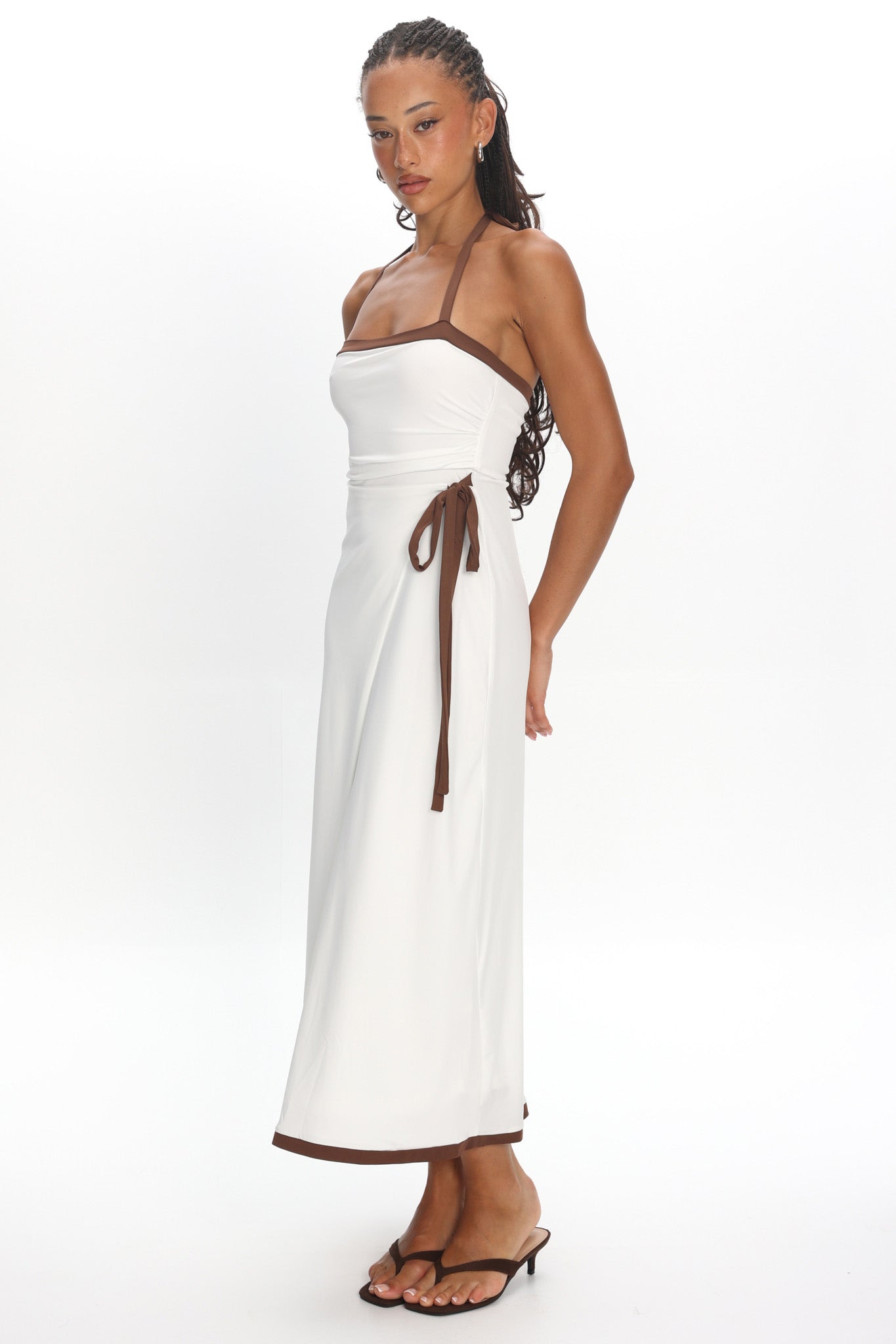 Belira Wrap Front Midi Dress Ivory by Selfie Leslie Australia