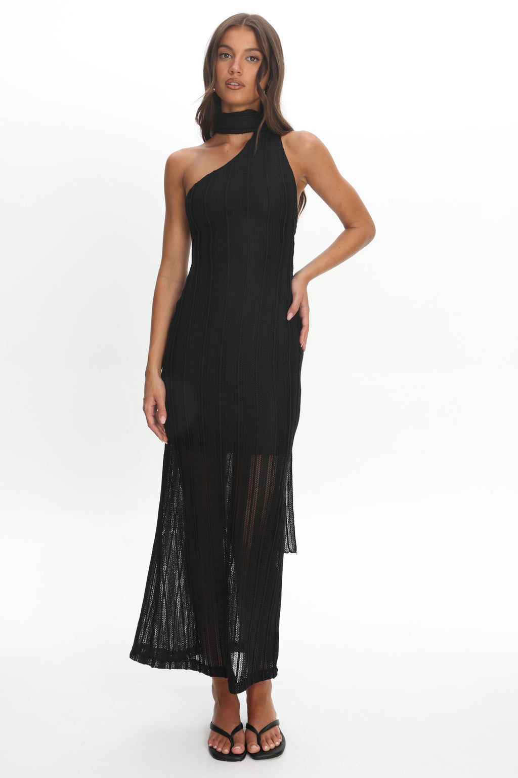 Cozette One-Shoulder Knit Dress Black by Selfie Leslie Australia