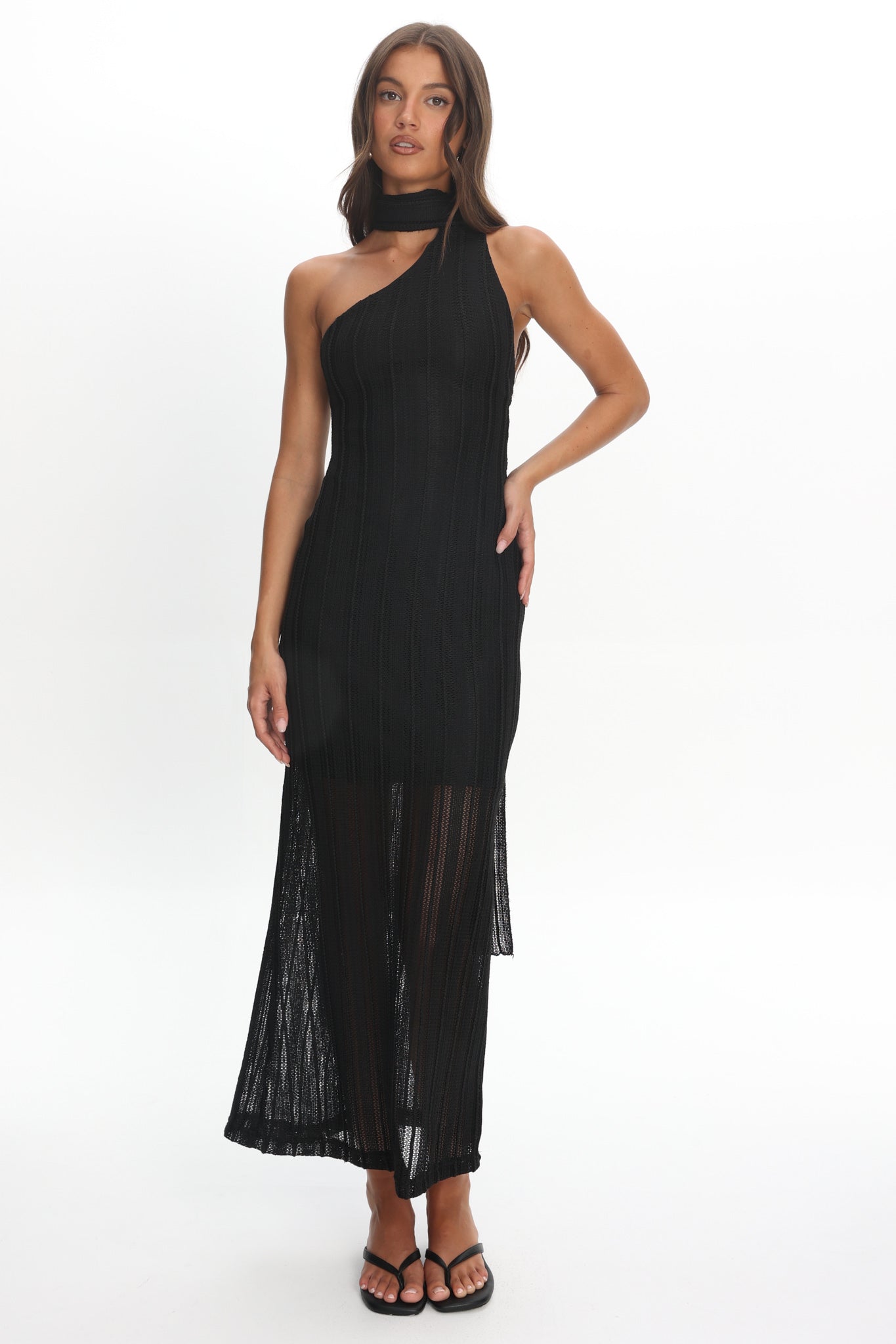 Cozette One-Shoulder Knit Dress Black by Selfie Leslie Australia