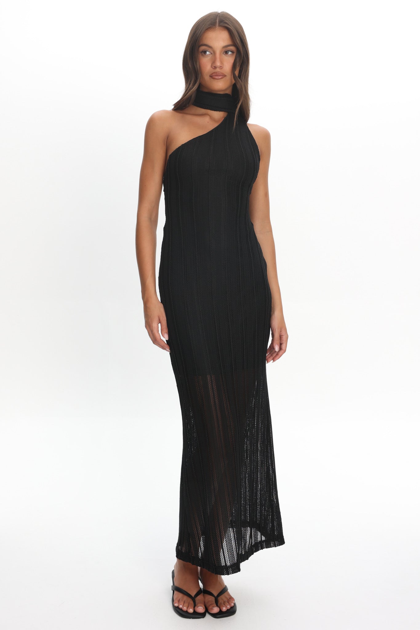 Cozette One-Shoulder Knit Dress Black by Selfie Leslie Australia