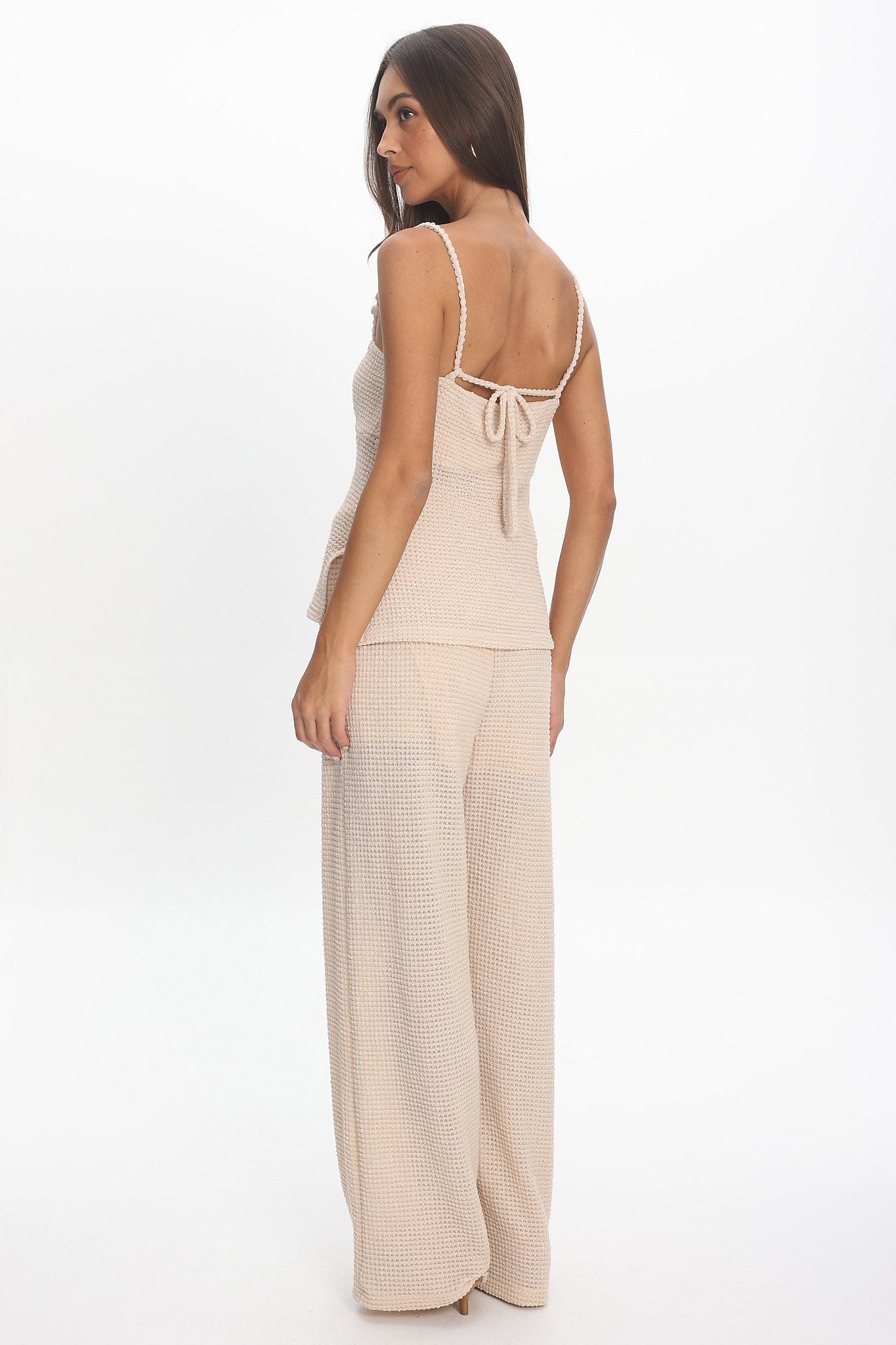 Mesa Wide Leg Knit Pants Cream by Selfie Leslie Australia