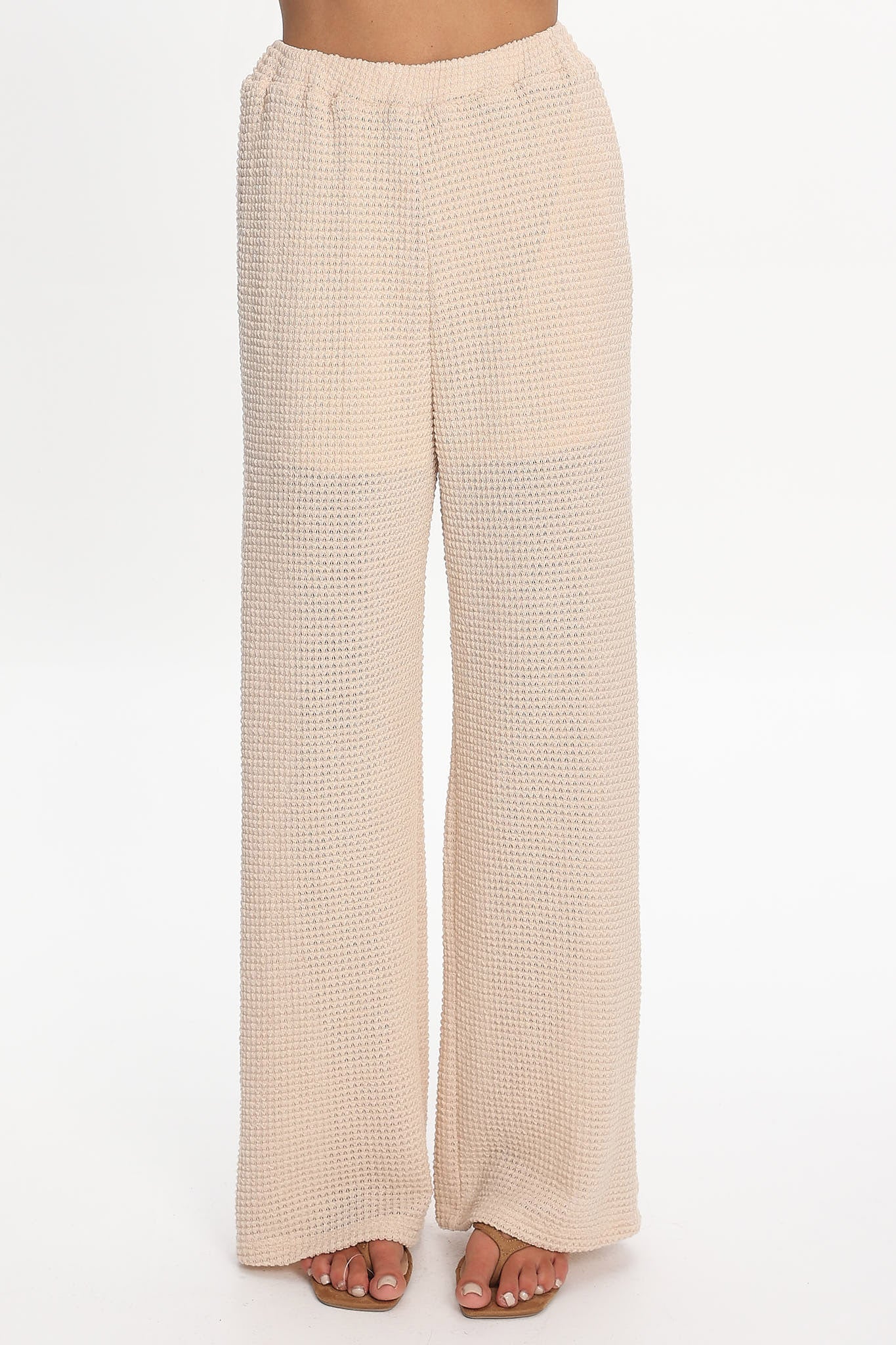 Mesa Wide Leg Knit Pants Cream by Selfie Leslie Australia