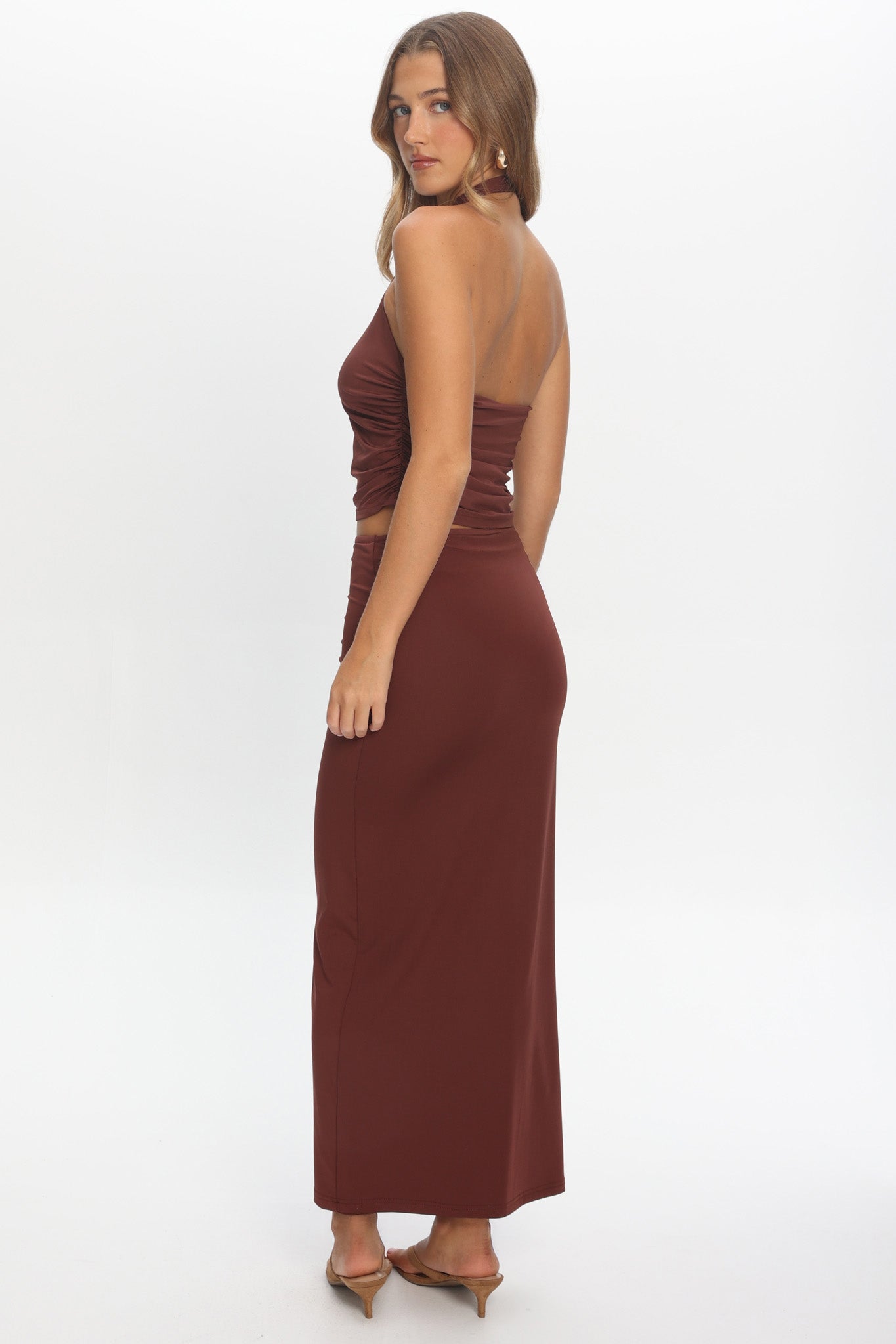 Perez Bodycon Maxi Skirt Wine by Selfie Leslie Australia