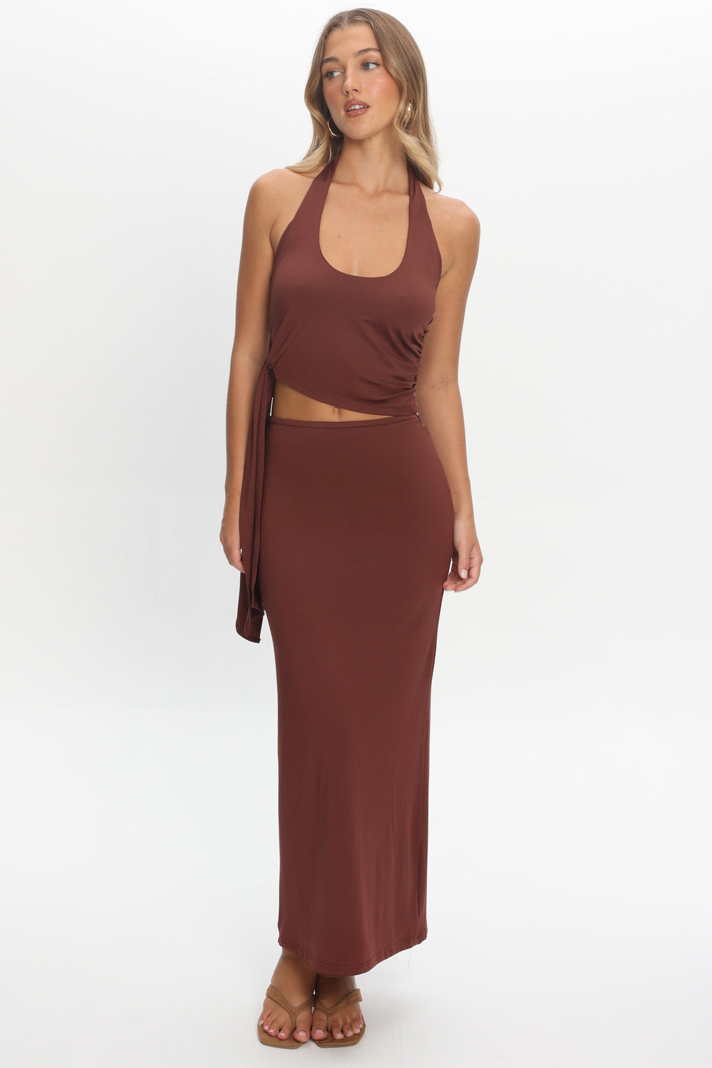 Perez Side Tie Halter Top Wine by Selfie Leslie Australia