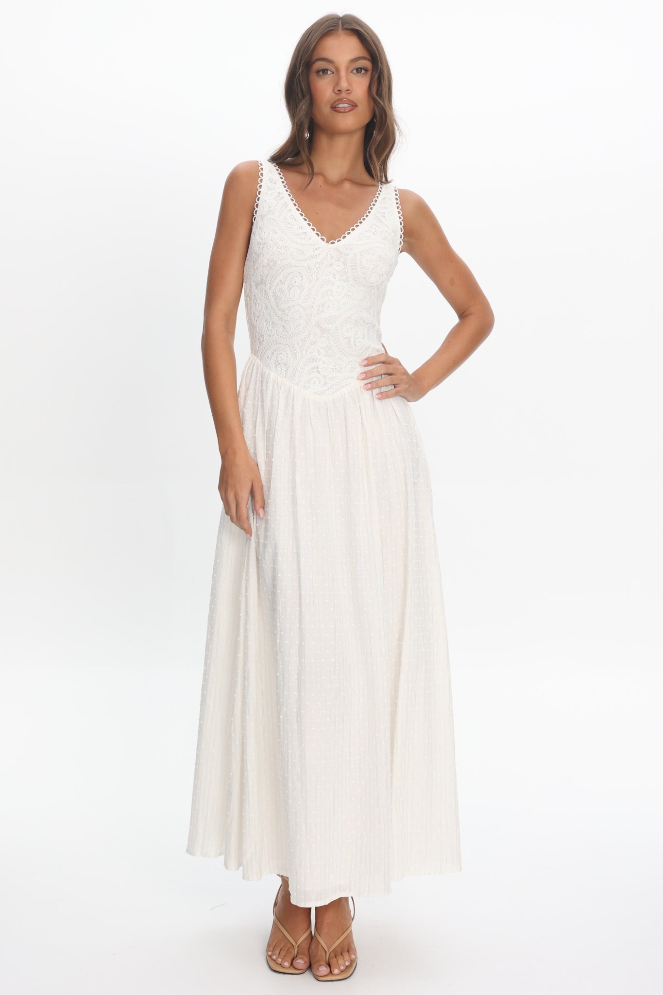 Siena Lace Bodice Maxi Dress White by Selfie Leslie Australia