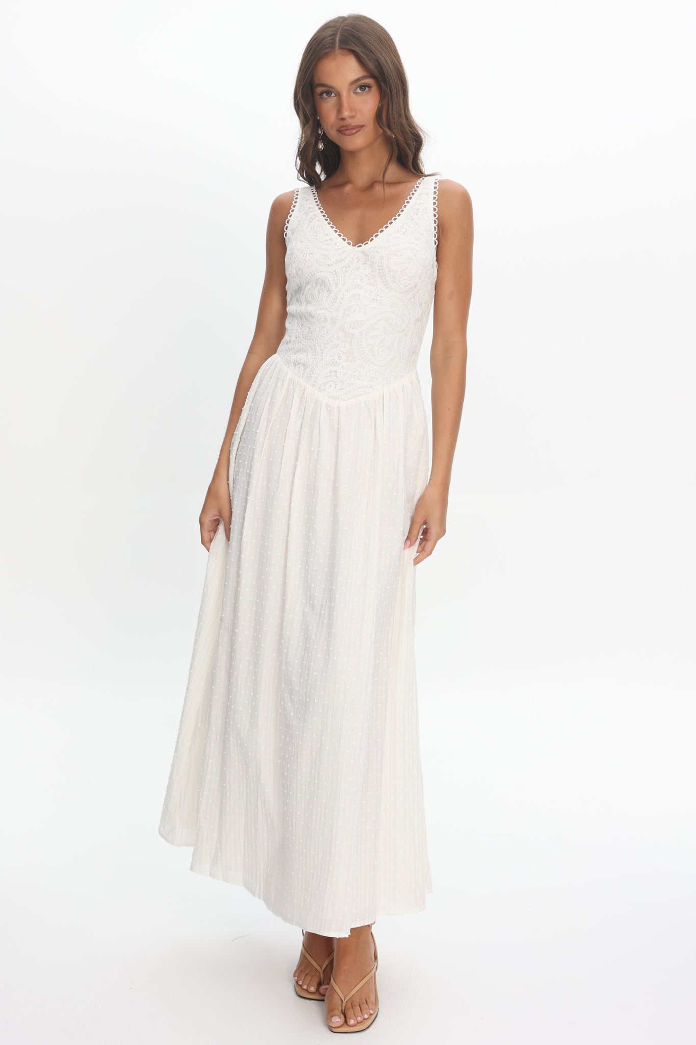 Siena Lace Bodice Maxi Dress White by Selfie Leslie Australia