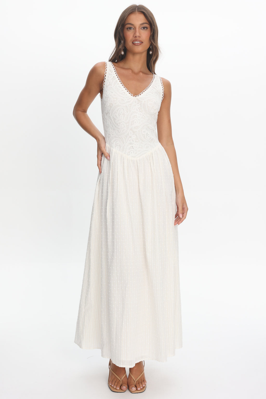 Siena Lace Bodice Maxi Dress White by Selfie Leslie Australia
