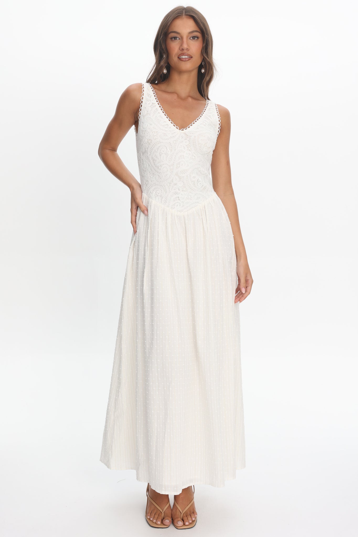 Siena Lace Bodice Maxi Dress White by Selfie Leslie Australia