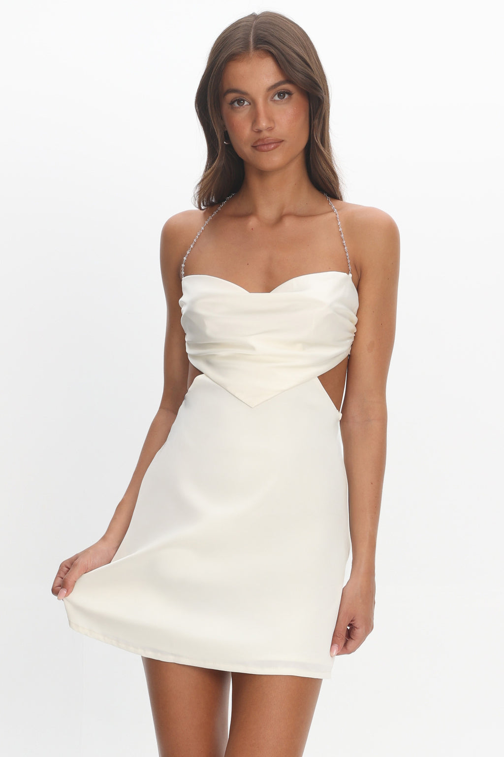 Keke Bead Strap Cut-Out Mini Dress Ivory by Selfie Leslie Australia