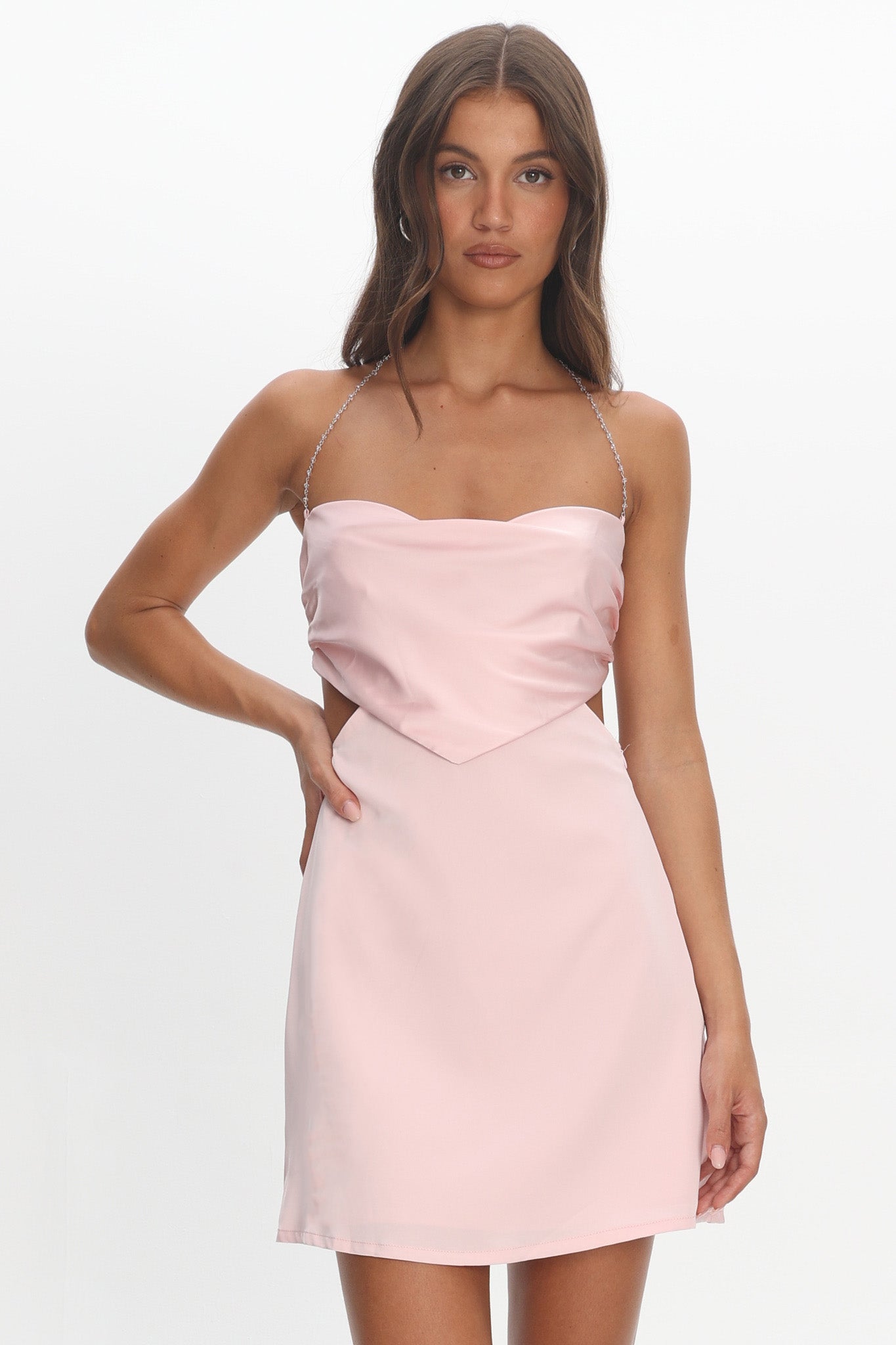 Keke Bead Strap Cut-Out Mini Dress Blush by Selfie Leslie Australia