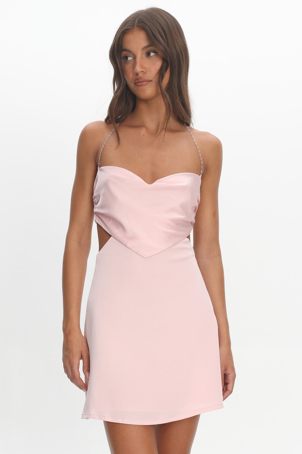 Keke Bead Strap Cut-Out Mini Dress Blush by Selfie Leslie Australia