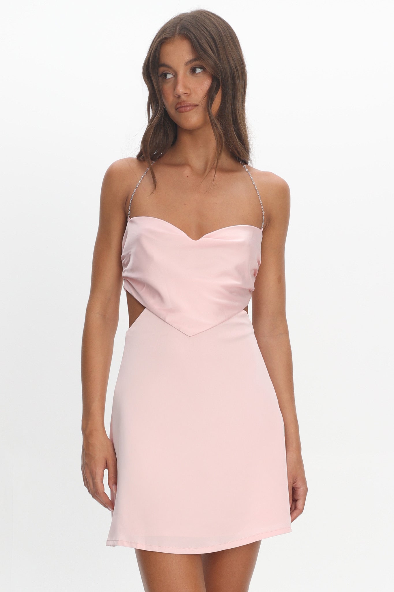 Keke Bead Strap Cut-Out Mini Dress Blush by Selfie Leslie Australia