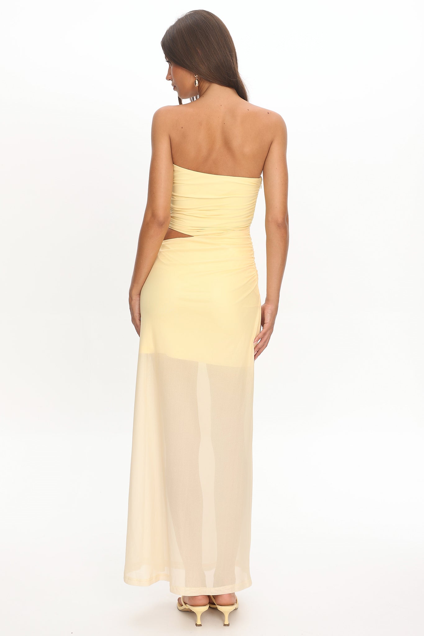 Orvieto Sheer Hem Strapless Maxi Dress Lemon by Selfie Leslie Australia