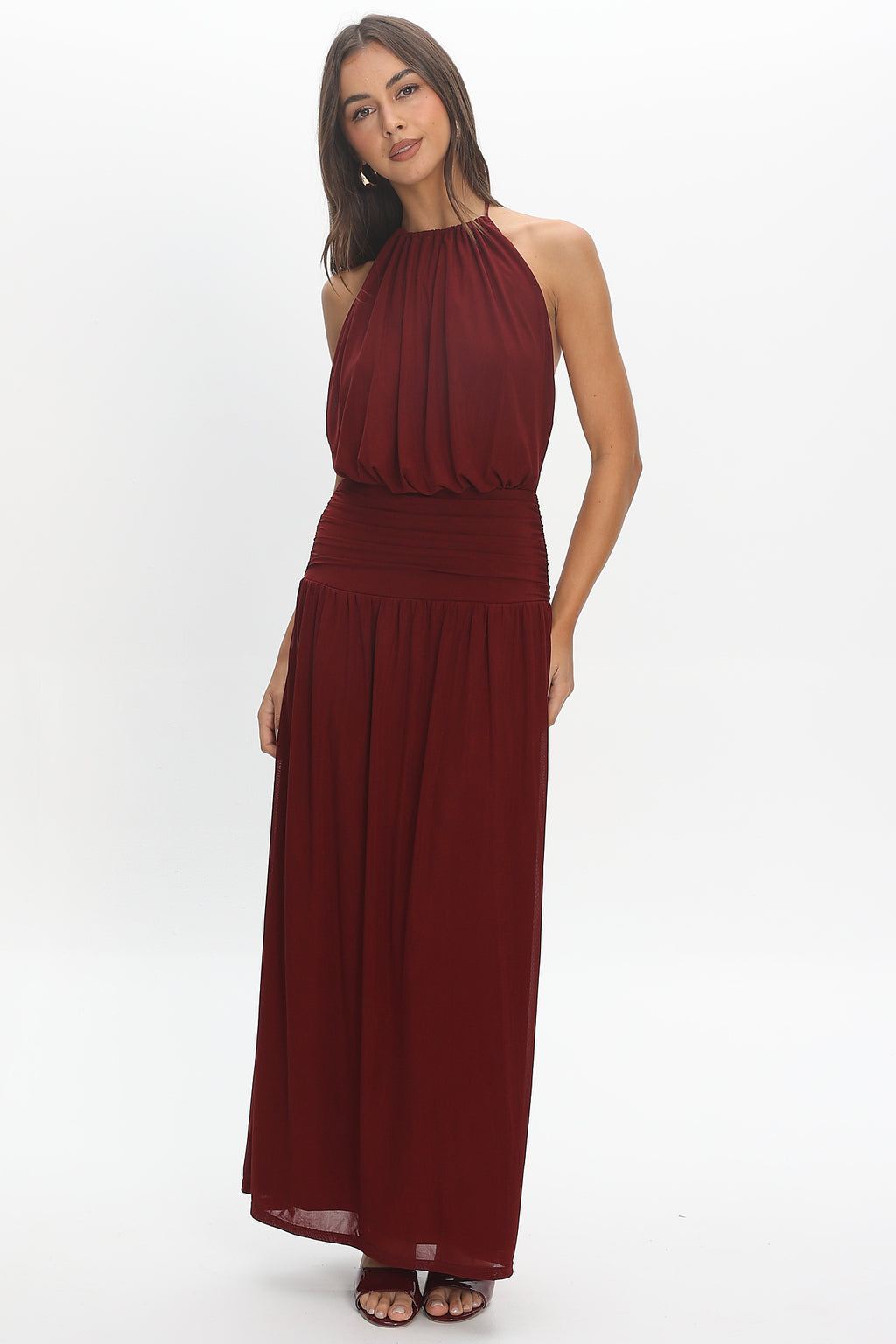 Free Spirit Halter Maxi Dress Cherry