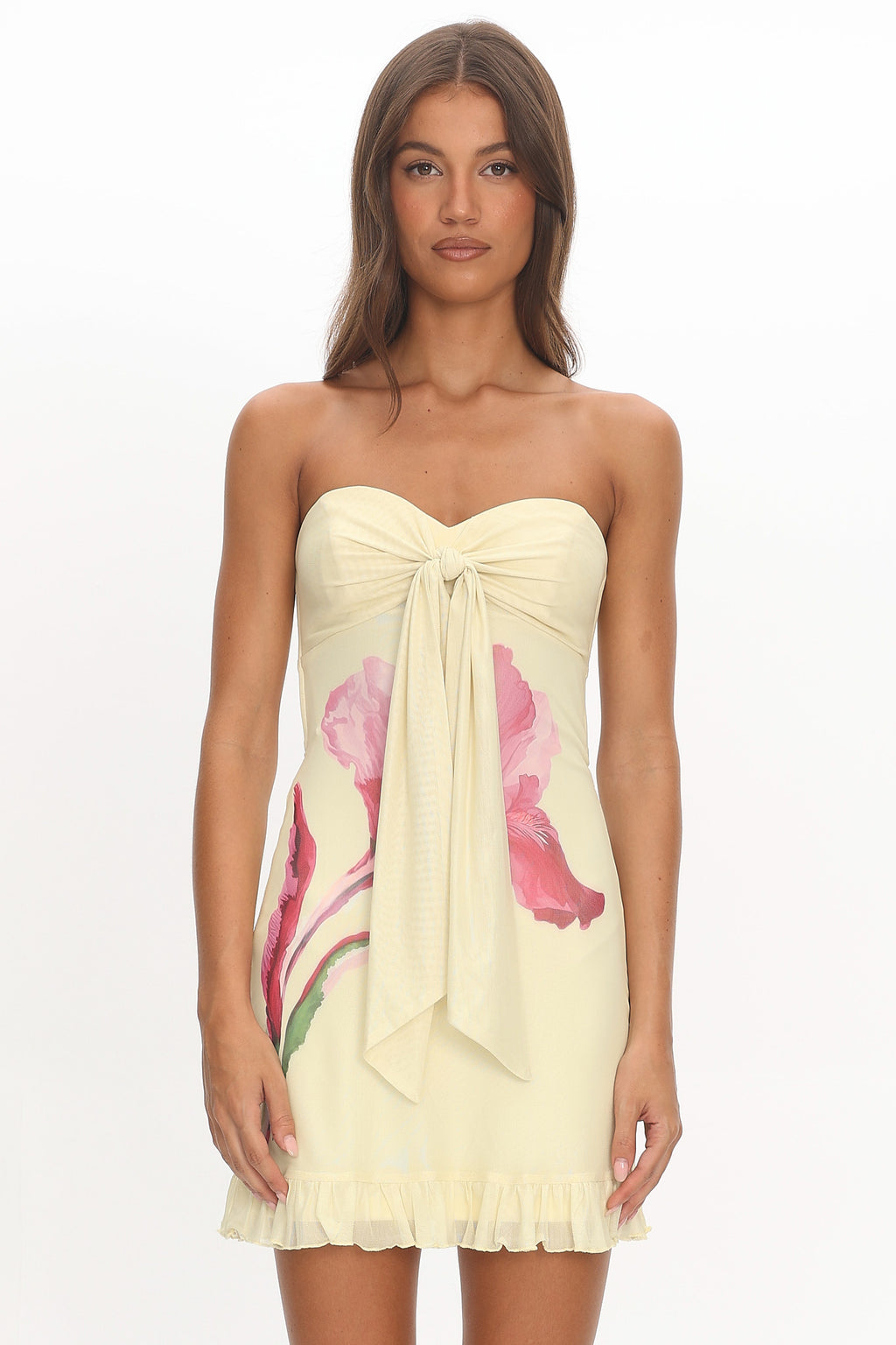 Evandra Sweetheart Neckline Strapless Mini Dress Lemon by Selfie Leslie Australia