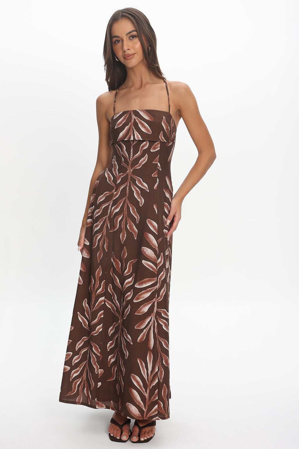 Mariana Strappy Back Maxi Dress Print Chocolate by Selfie Leslie Australia