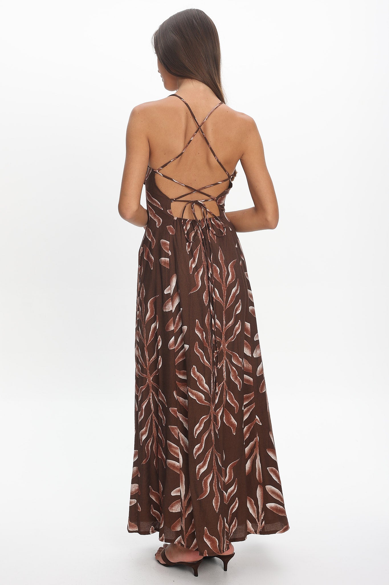 Mariana Strappy Back Maxi Dress Print Chocolate by Selfie Leslie Australia