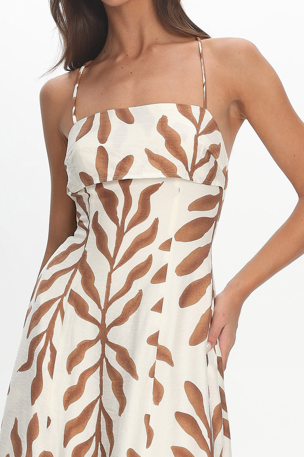 Mariana Strappy Back Maxi Dress Print Cream by Selfie Leslie Australia