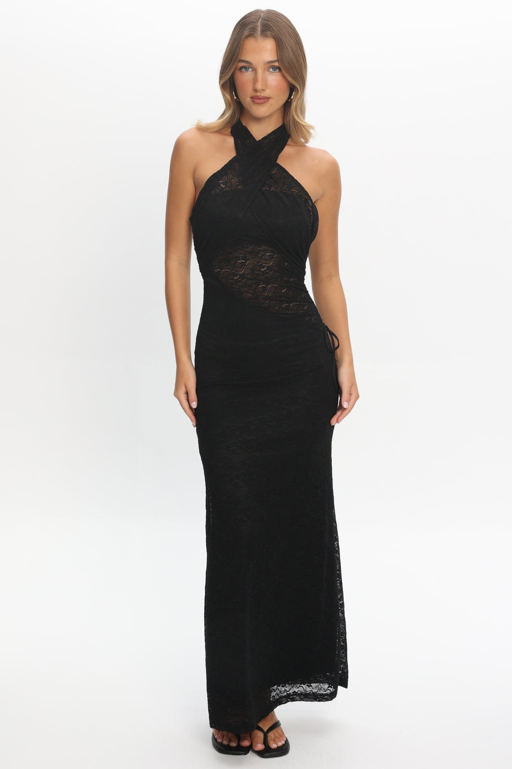 Karmella Ruched Halterneck Maxi Dress Black