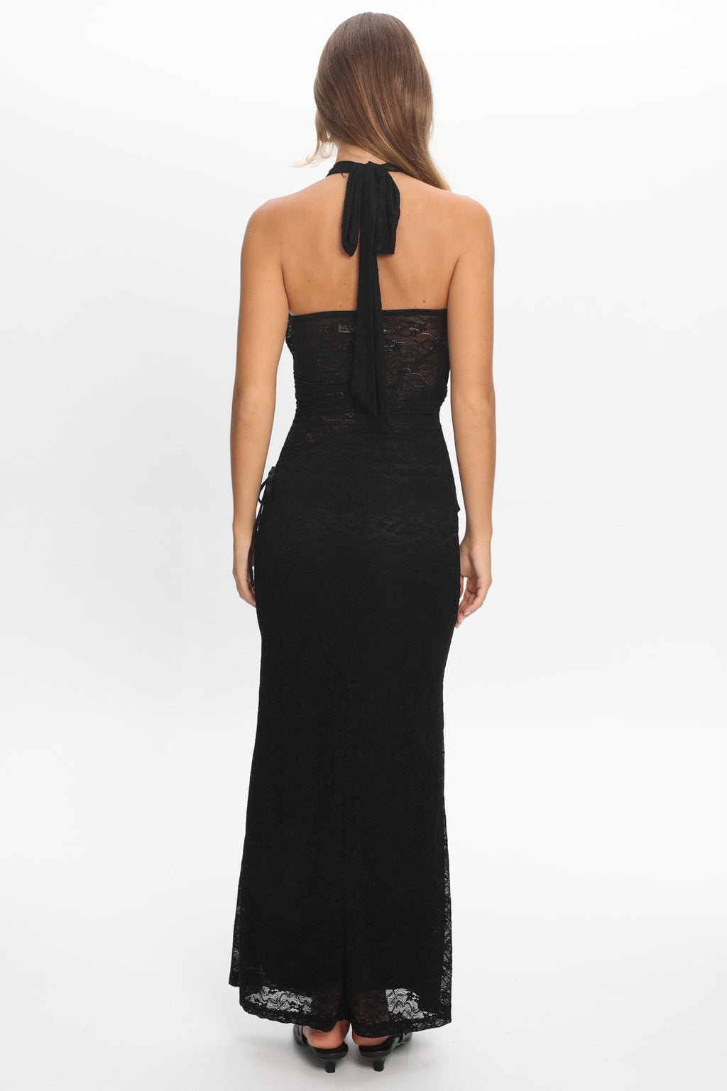 Karmella Ruched Halterneck Maxi Dress Black