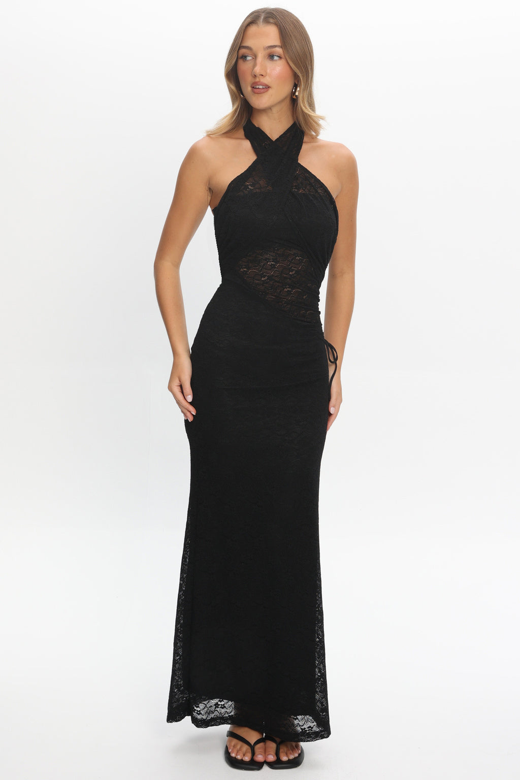 Karmella Ruched Halterneck Maxi Dress Black