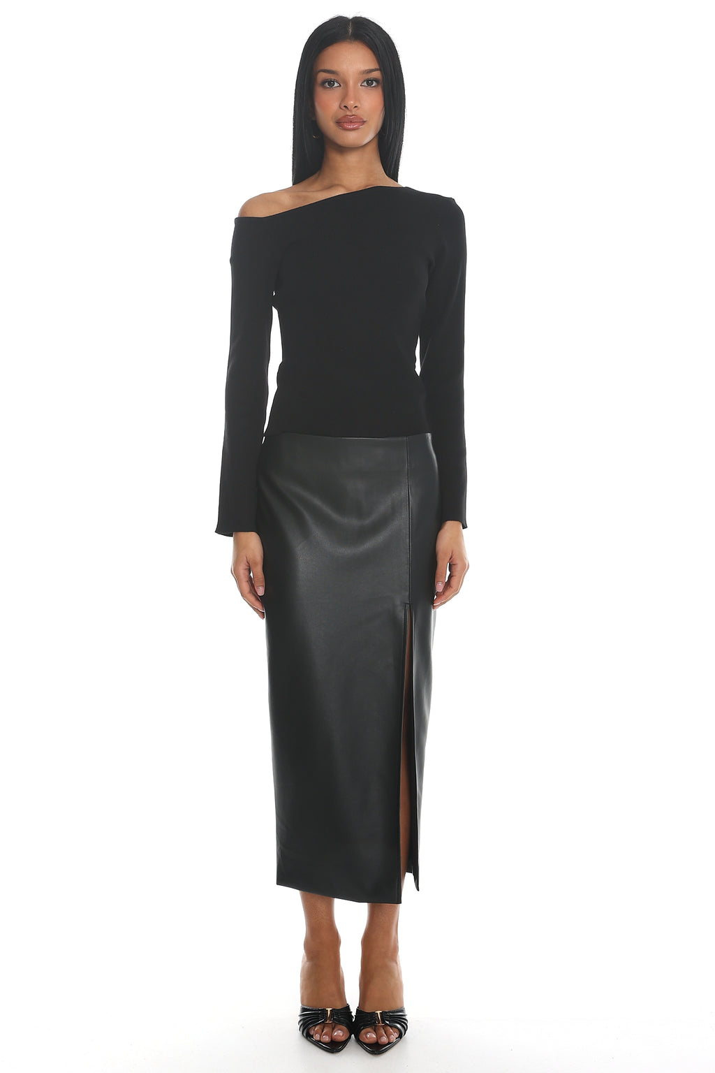 Toby Asymmetrical Off-Shoulder Knit Top Black by Selfie Leslie Australia