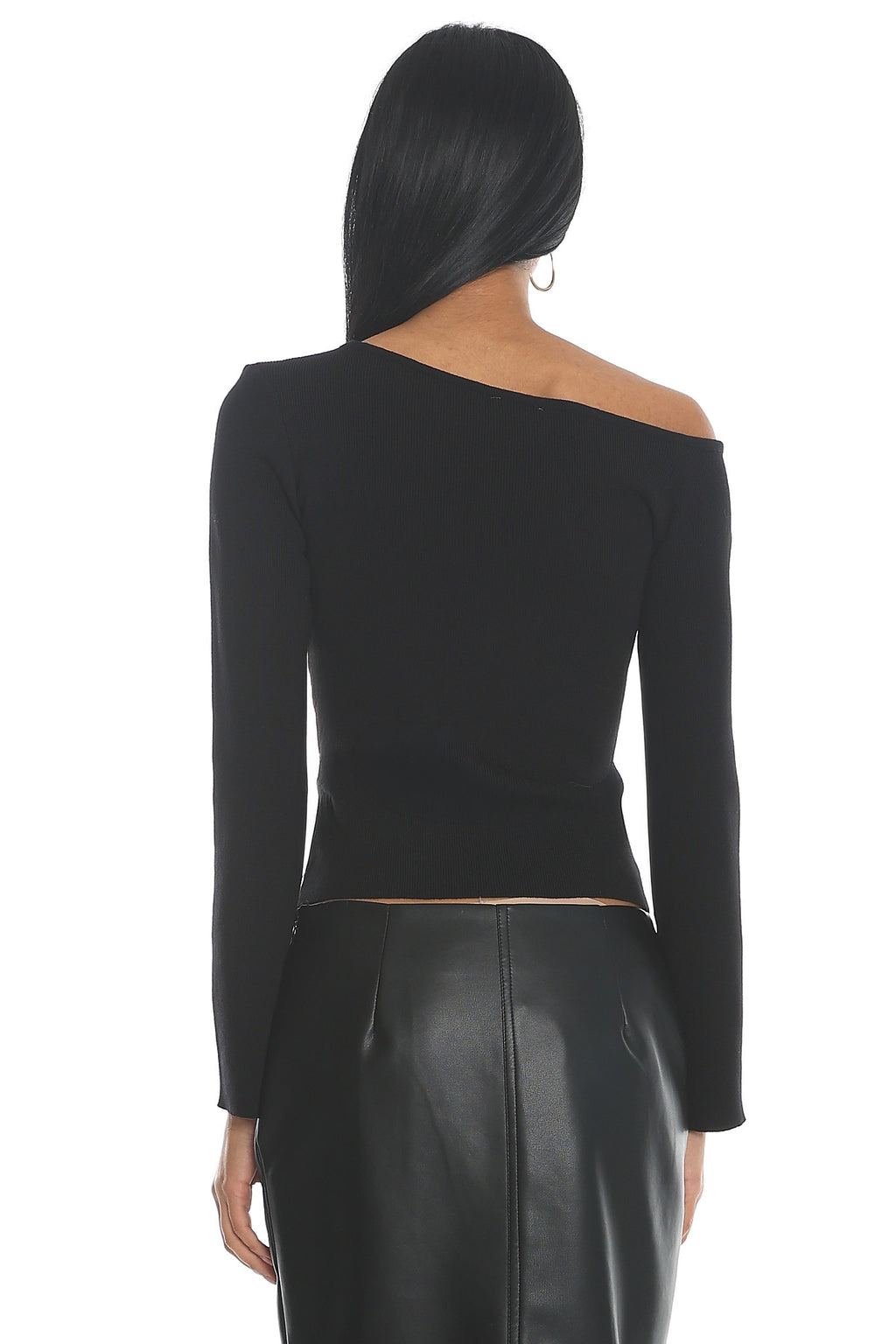 Toby Asymmetrical Off-Shoulder Knit Top Black by Selfie Leslie Australia