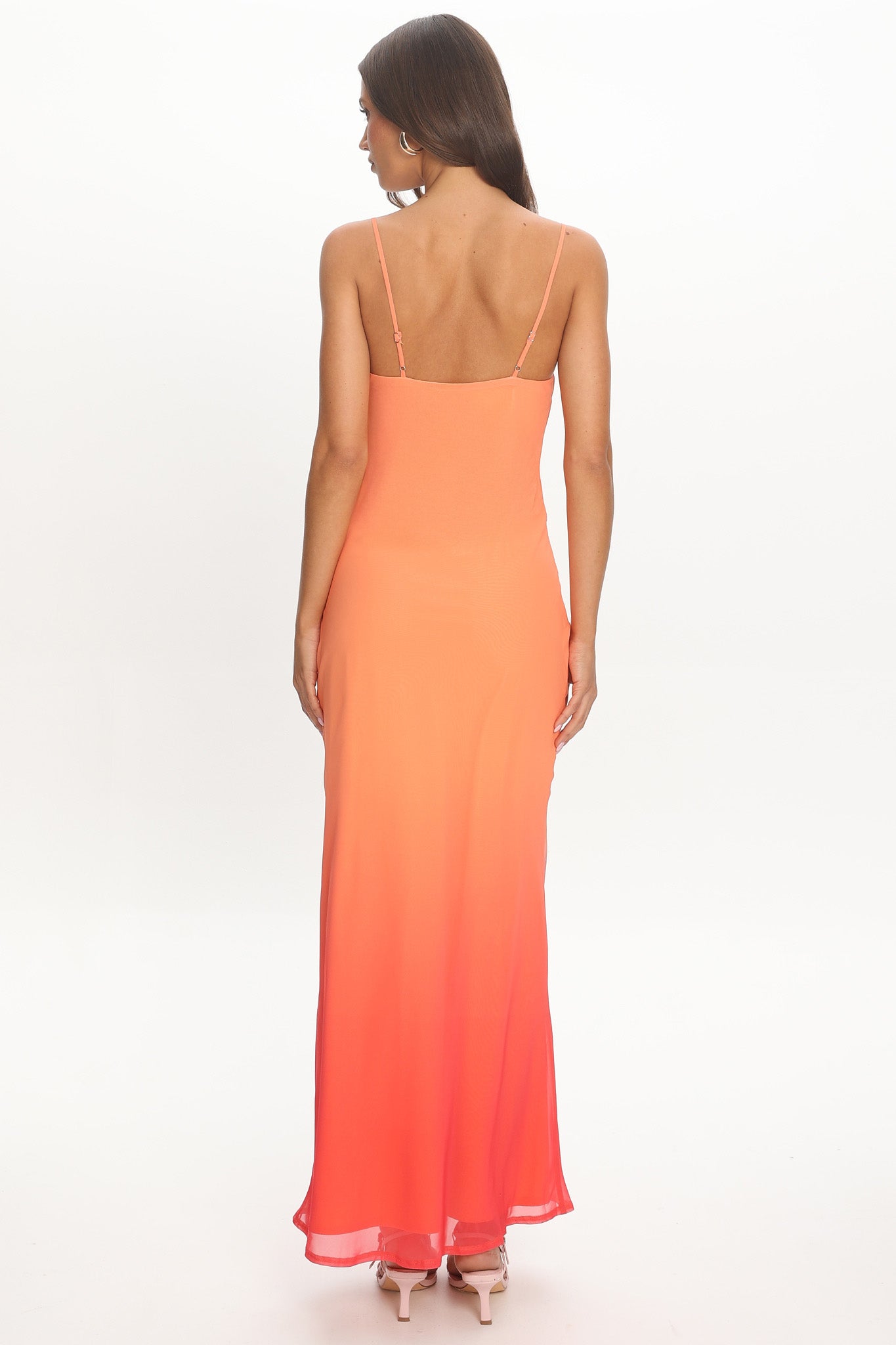 Sorbetto Cowl Neck Maxi Dress Flower Tangerine
