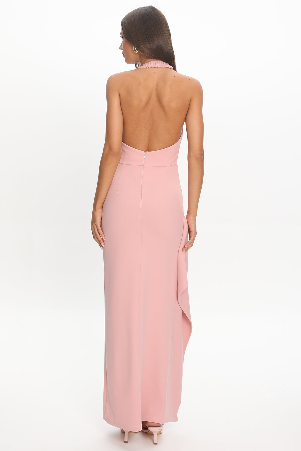 For The Lovers Side Split Halter Maxi Dress Blush