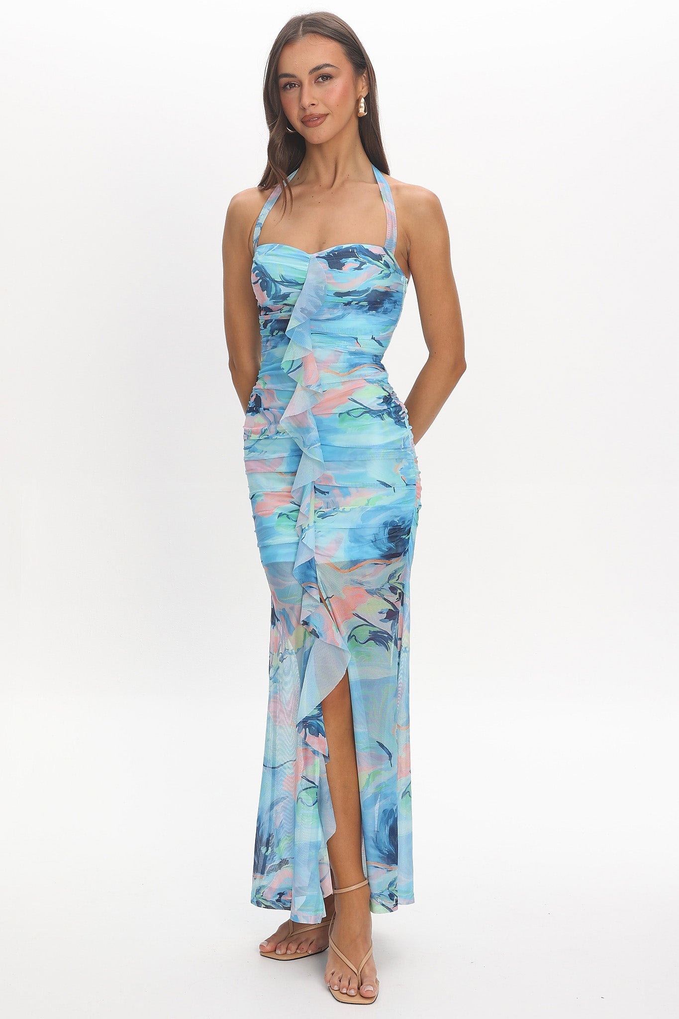 Mizuki Flounce Maxi Dress Blue