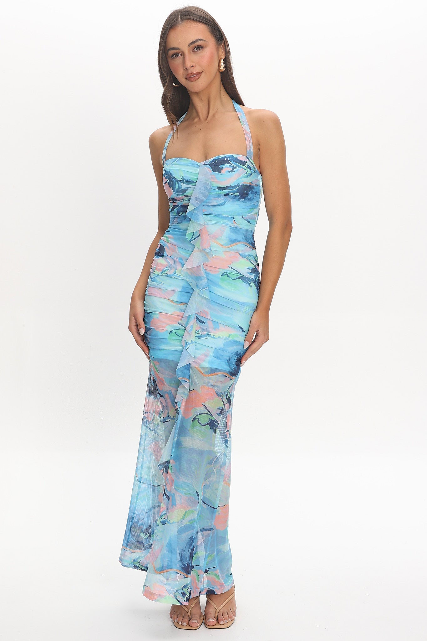 Mizuki Flounce Maxi Dress Blue