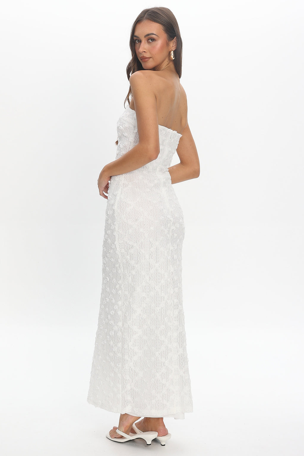 Sancia Front Split Maxi Dress White