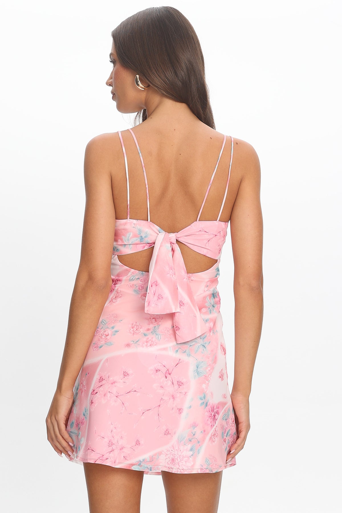 Tulum Tides Floral Tie-Back Mini Dress Pink