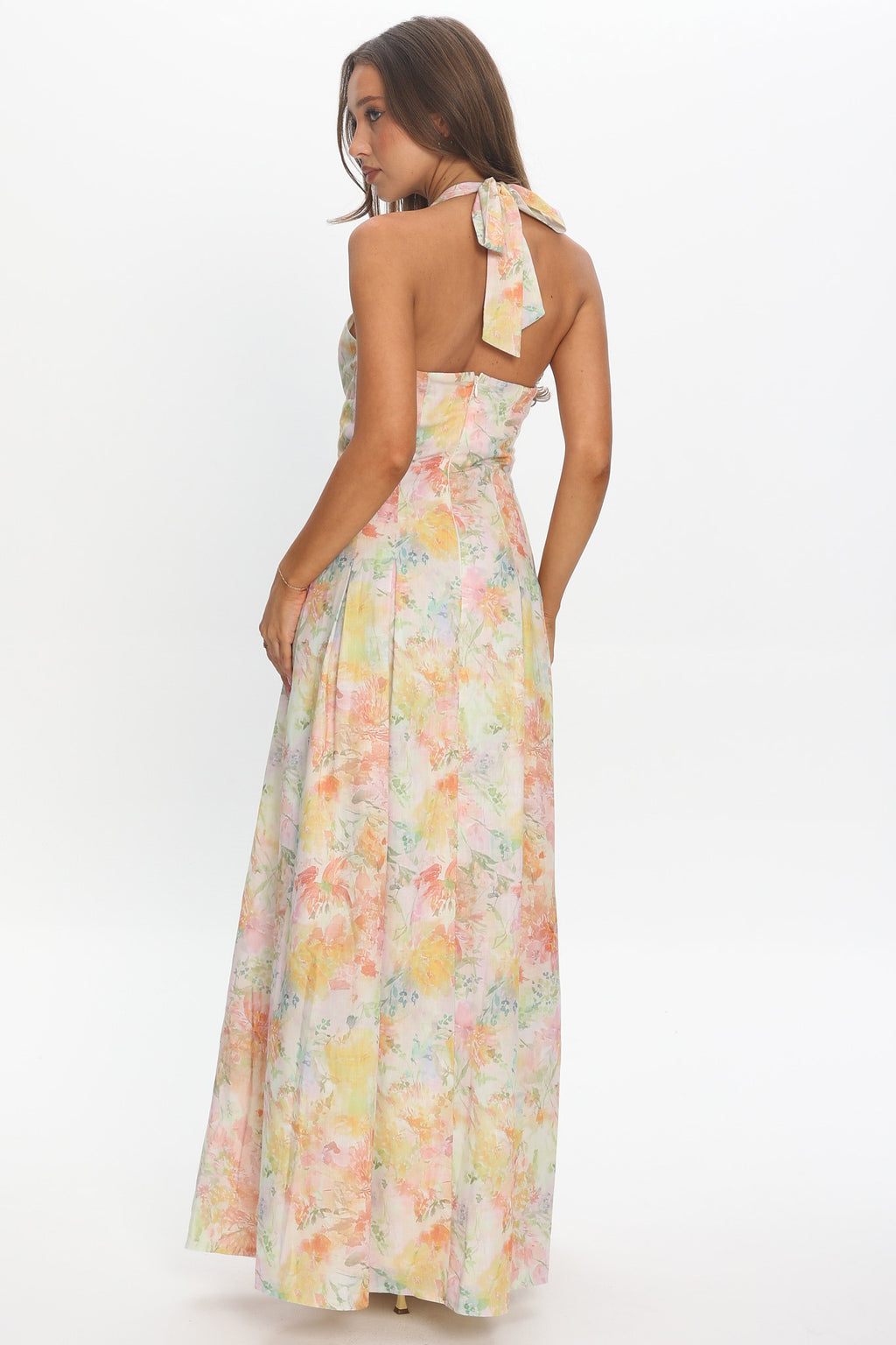 Is This Love Box Pleat Halter Maxi Dress Multi