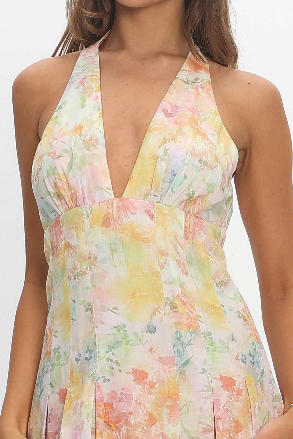 Is This Love Box Pleat Halter Maxi Dress Multi
