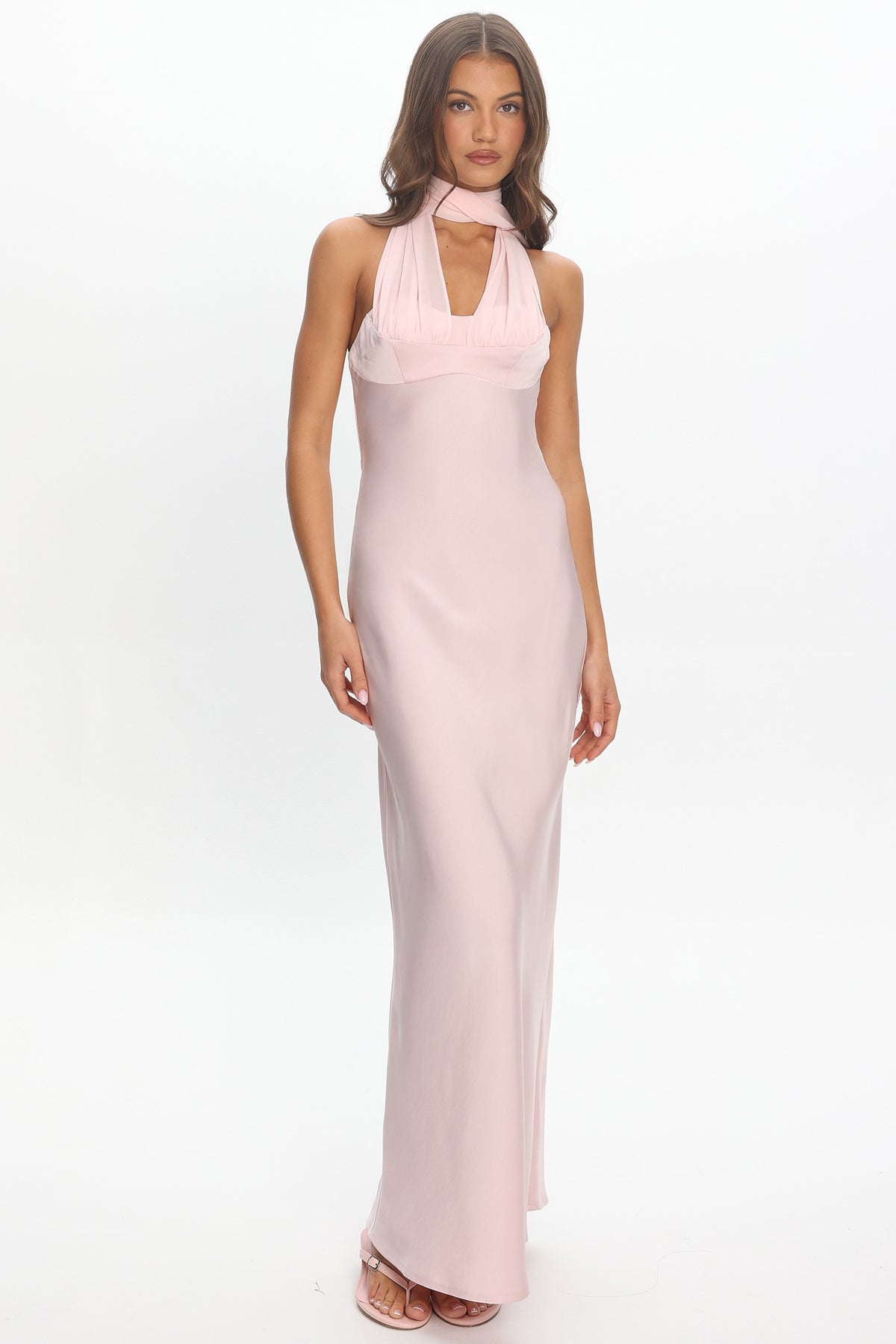 Tirsa Chiffon Halterneck Maxi Dress Pink by Selfie Leslie Australia