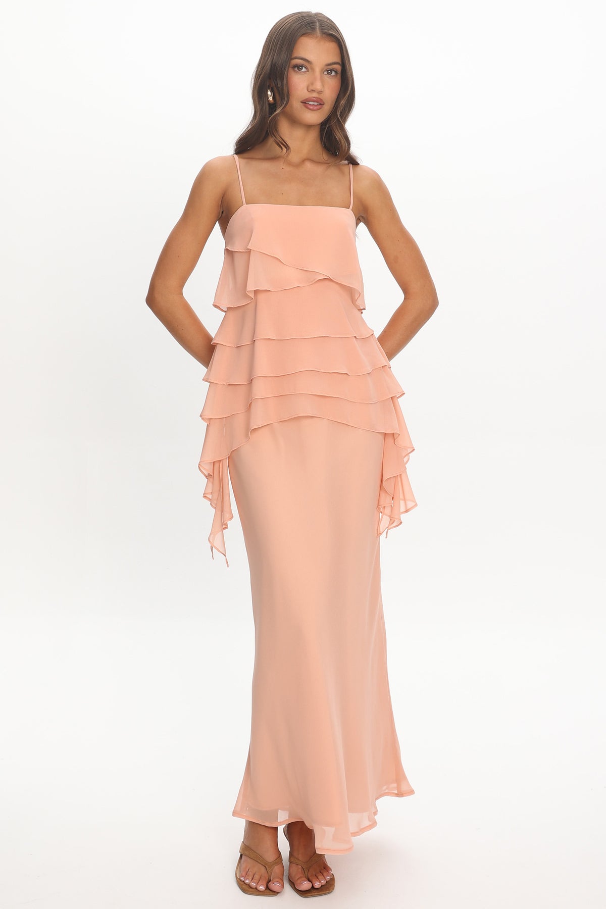 Olita Tiered Bodice Maxi Dress Apricot by Selfie Leslie Australia
