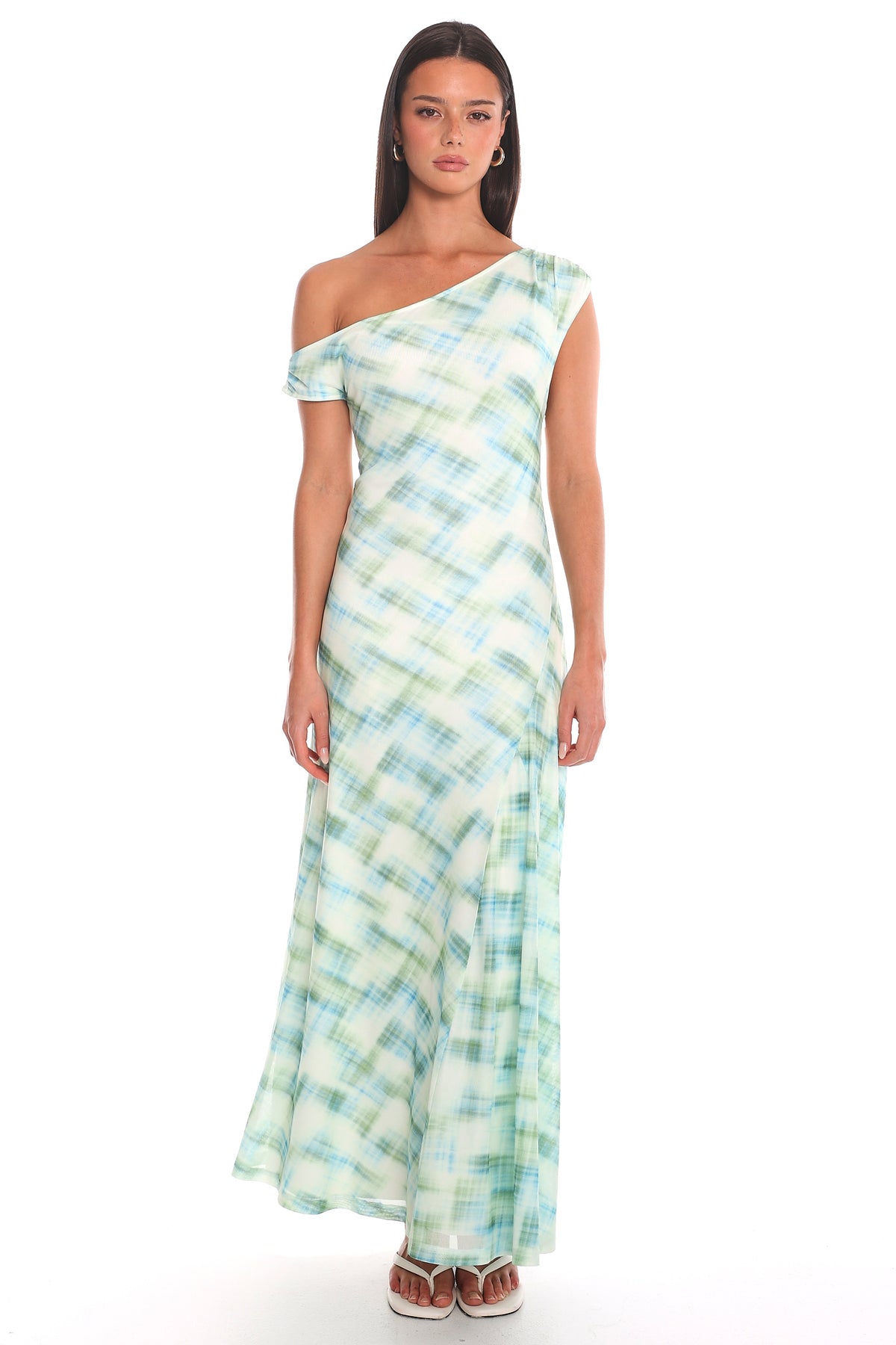 Riviera Haze Off-Shoulder Maxi Dress Green