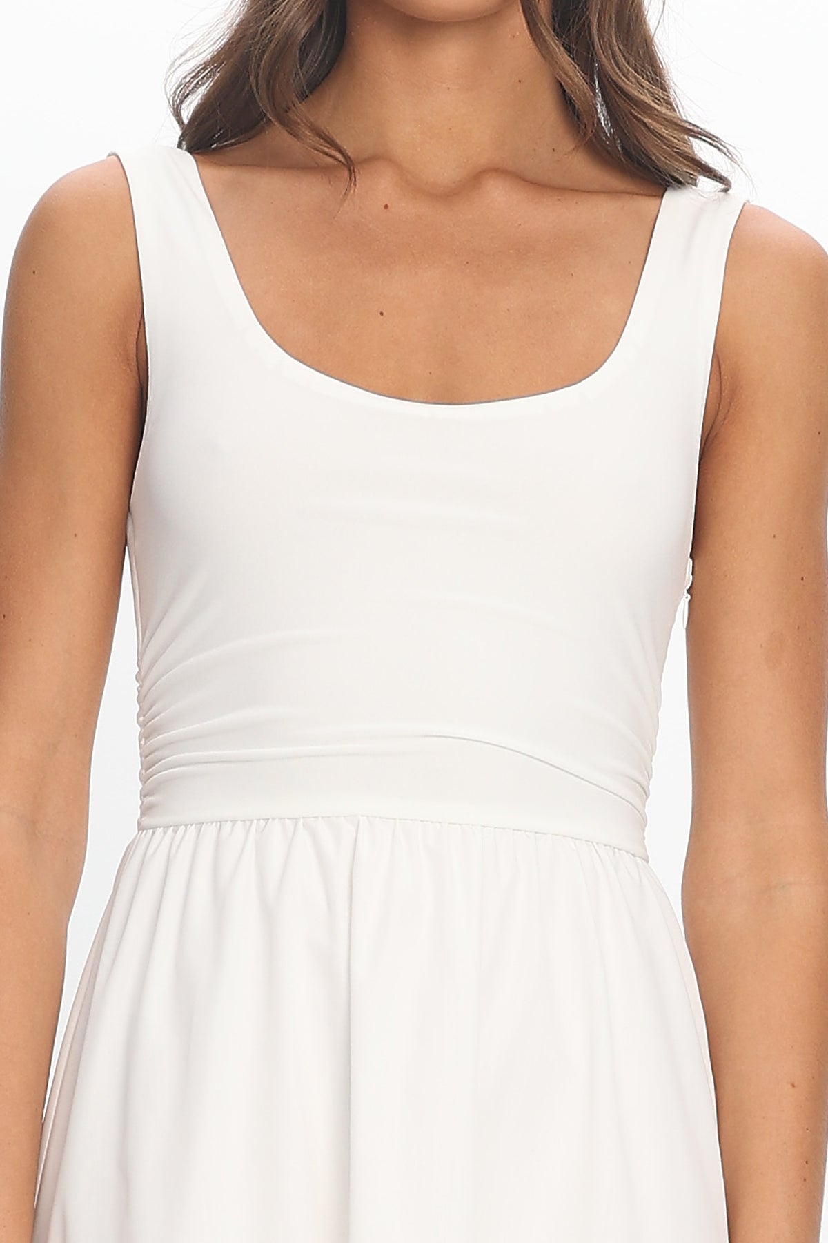 Ivory Muse Ruched Tank Maxi Dress Off White