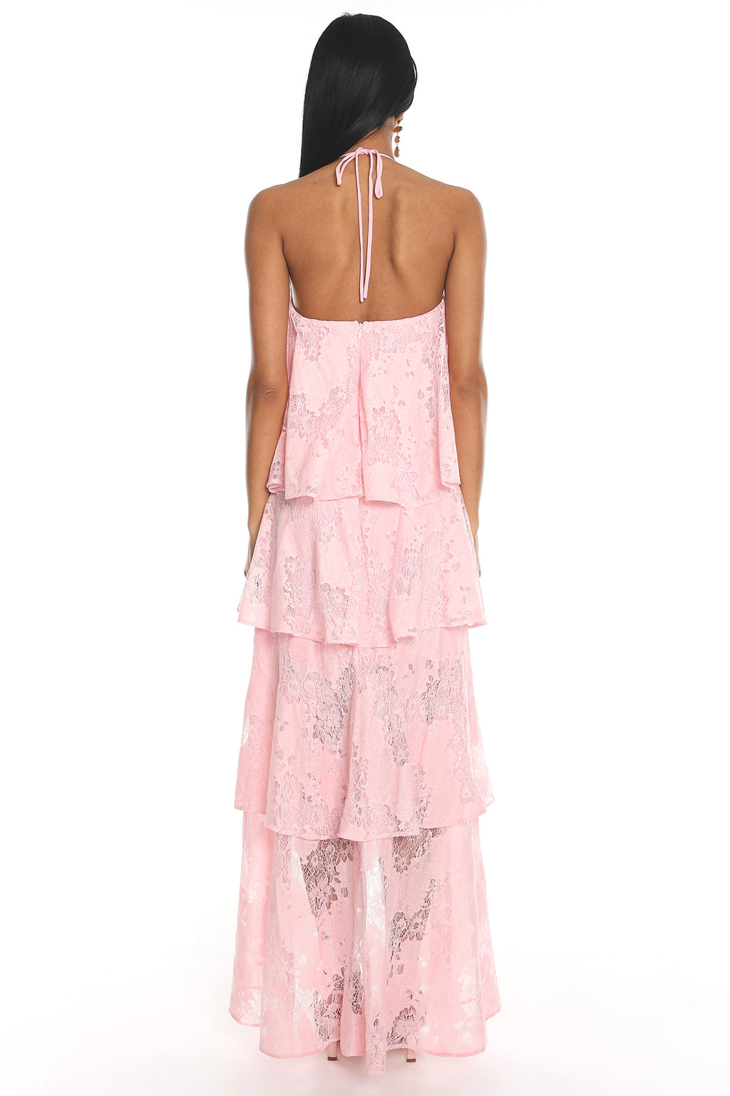 Cordelia Ruffled Halter Maxi Dress Pink