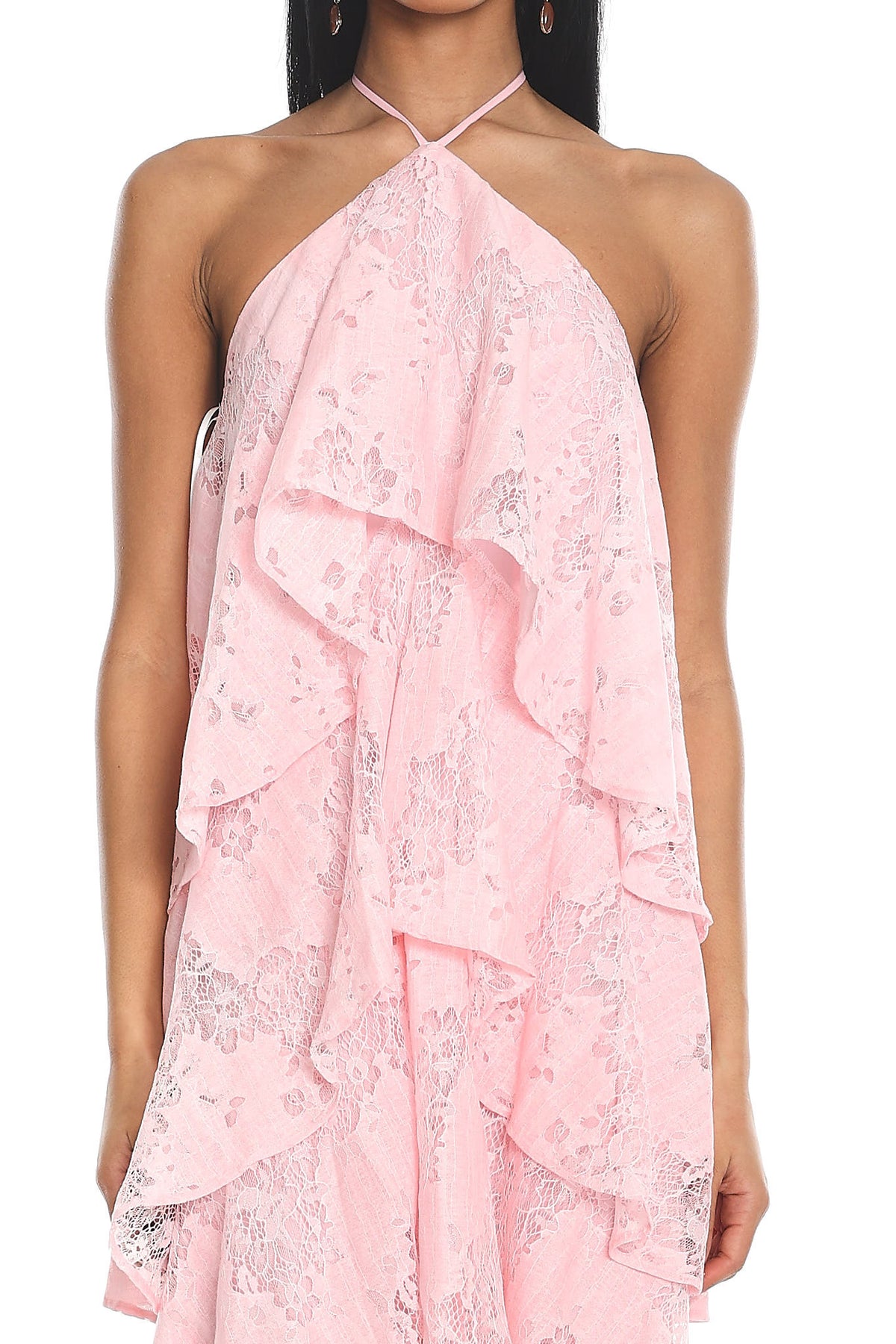 Cordelia Ruffled Halter Maxi Dress Pink