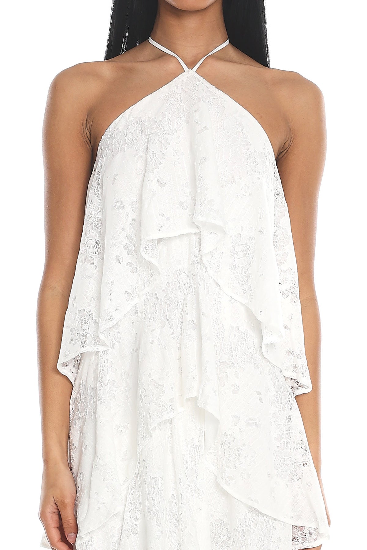 Cordelia Ruffled Halter Maxi Dress White