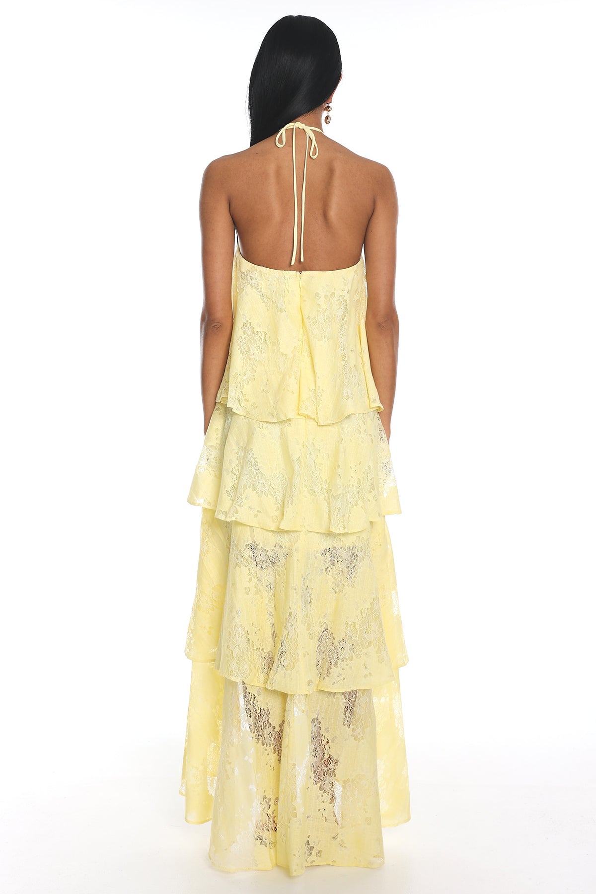 Cordelia Ruffled Halter Maxi Dress Yellow