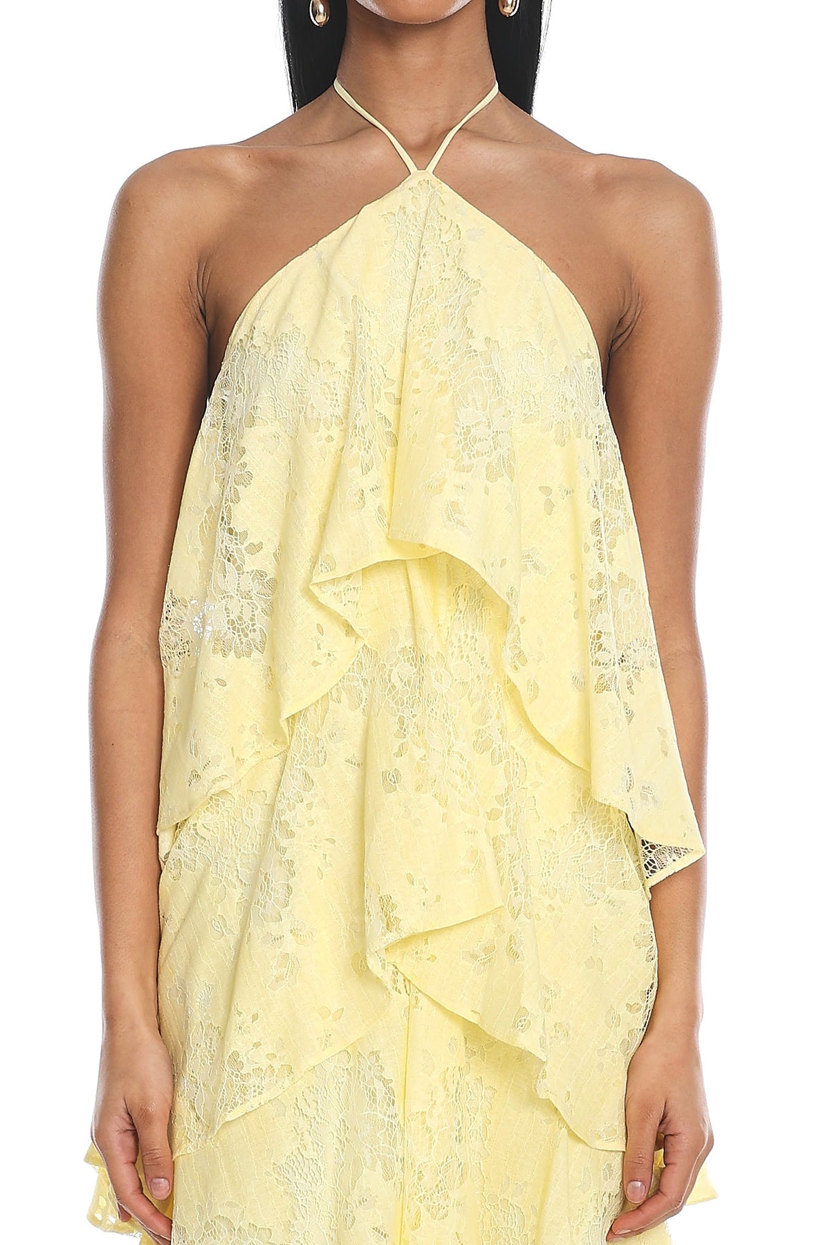 Cordelia Ruffled Halter Maxi Dress Yellow