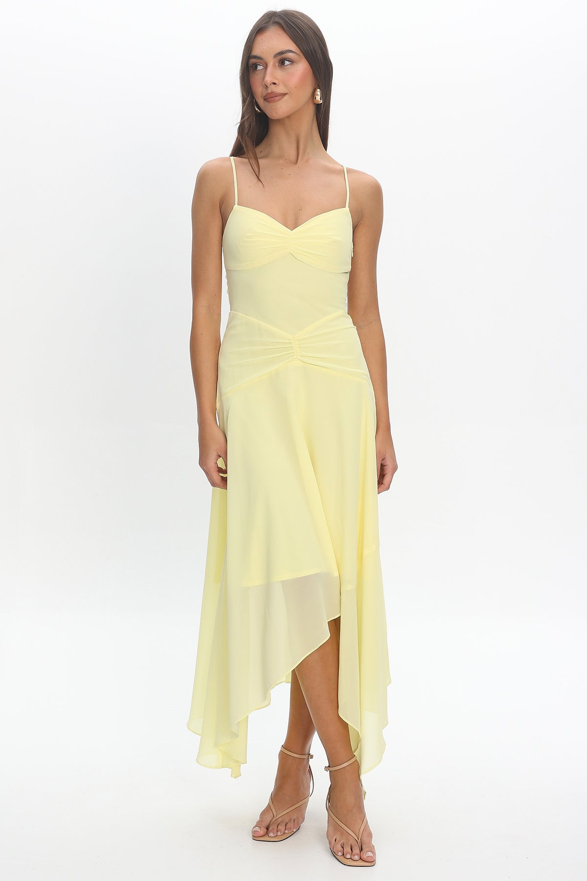 Formentera Asymmetric Midi Dress Baby Yellow