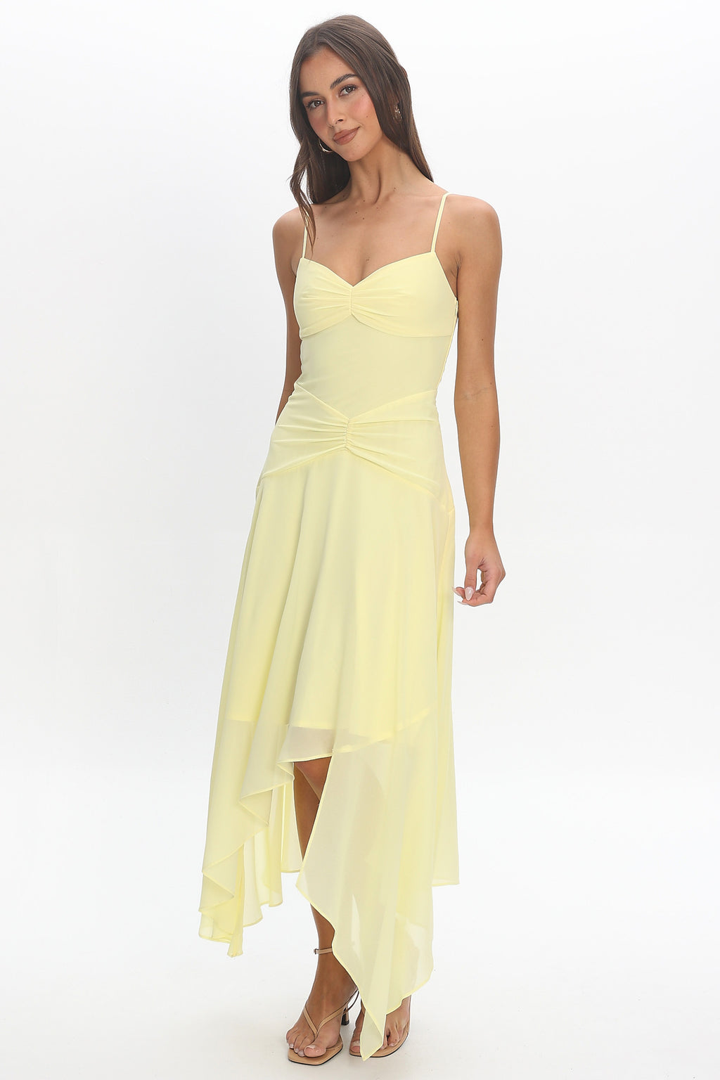 Formentera Asymmetric Midi Dress Baby Yellow