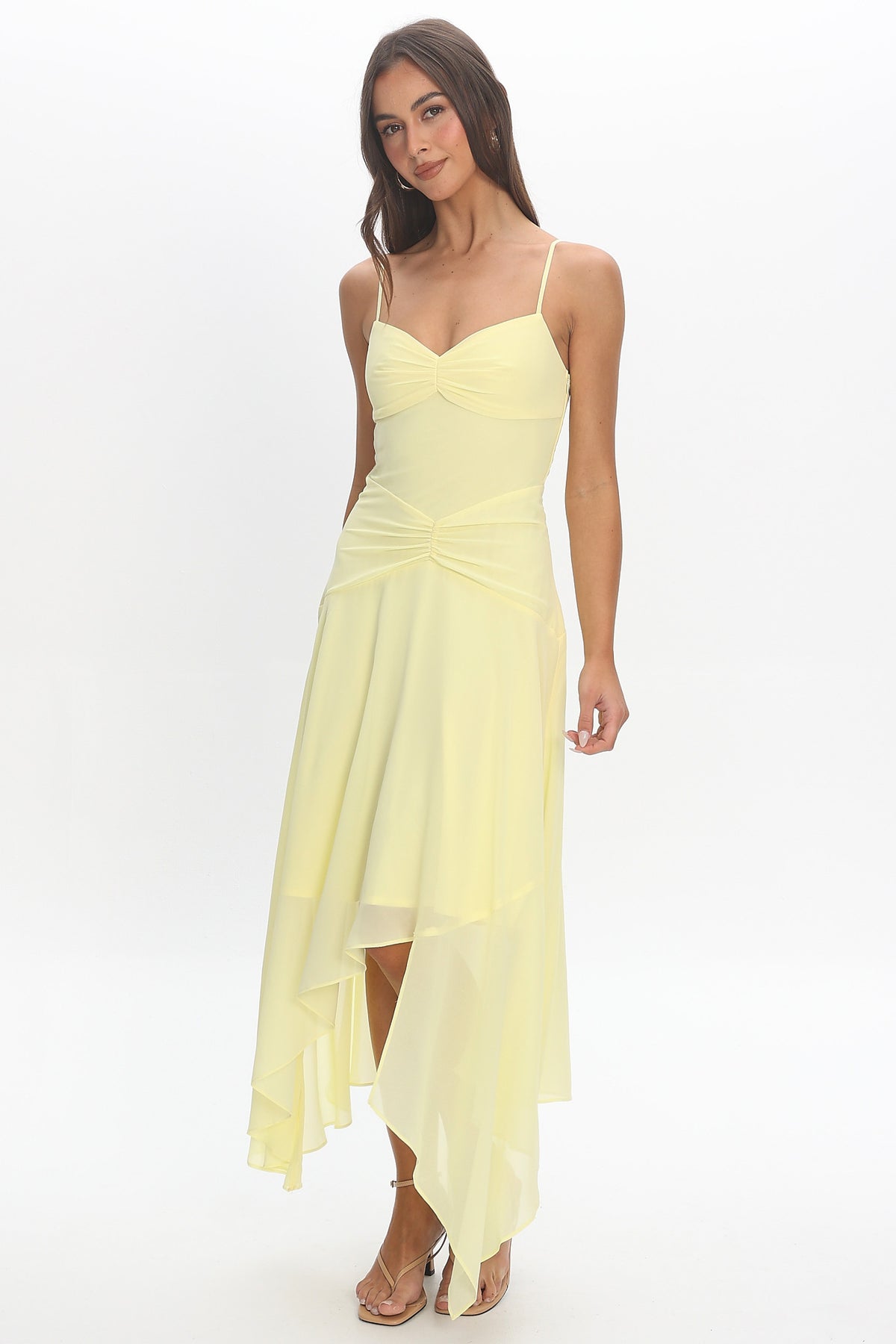 Formentera Asymmetric Midi Dress Baby Yellow